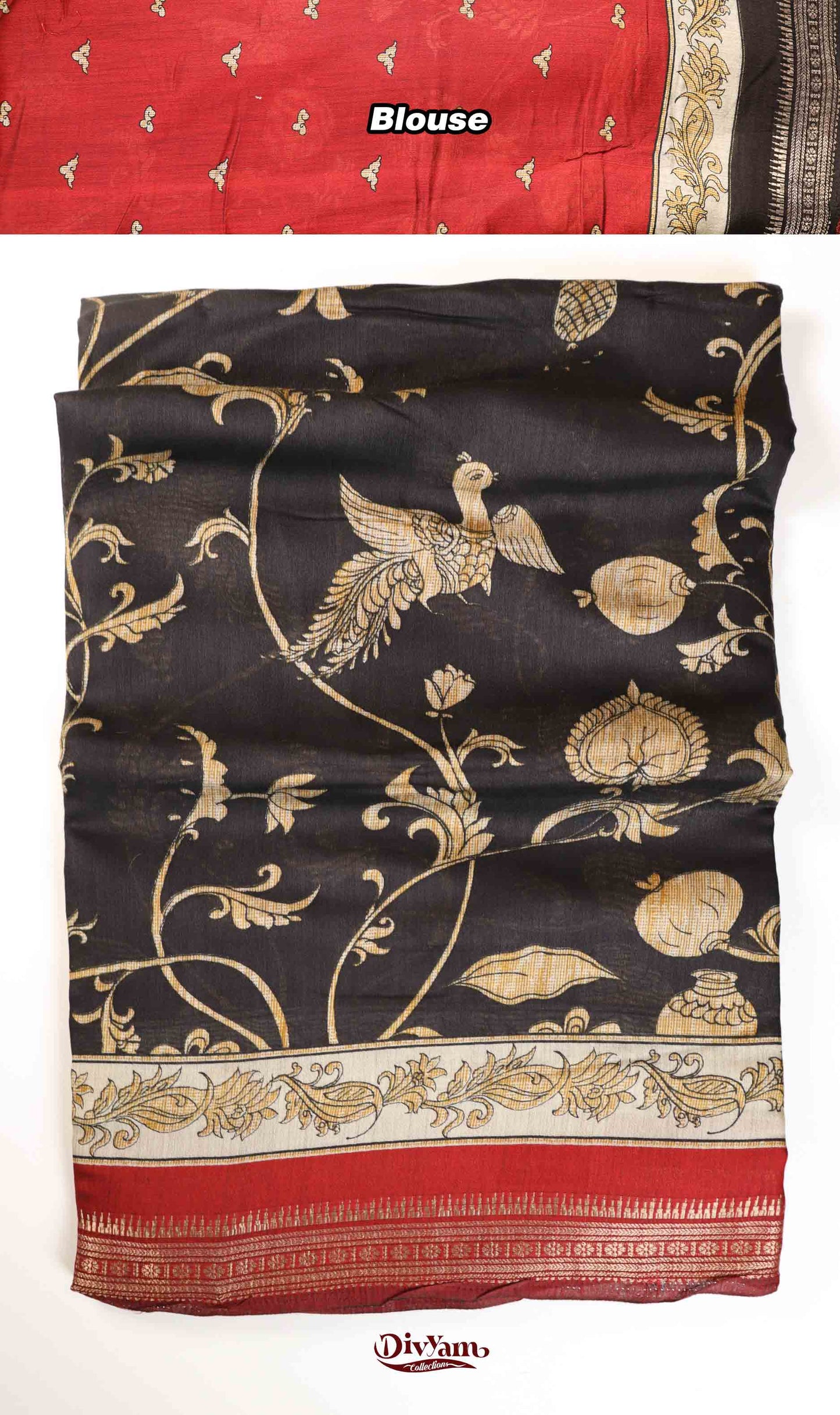 DC221 | Premium Maheshwari Silk Saree with New Kalamkari Design & Narayanpet Border