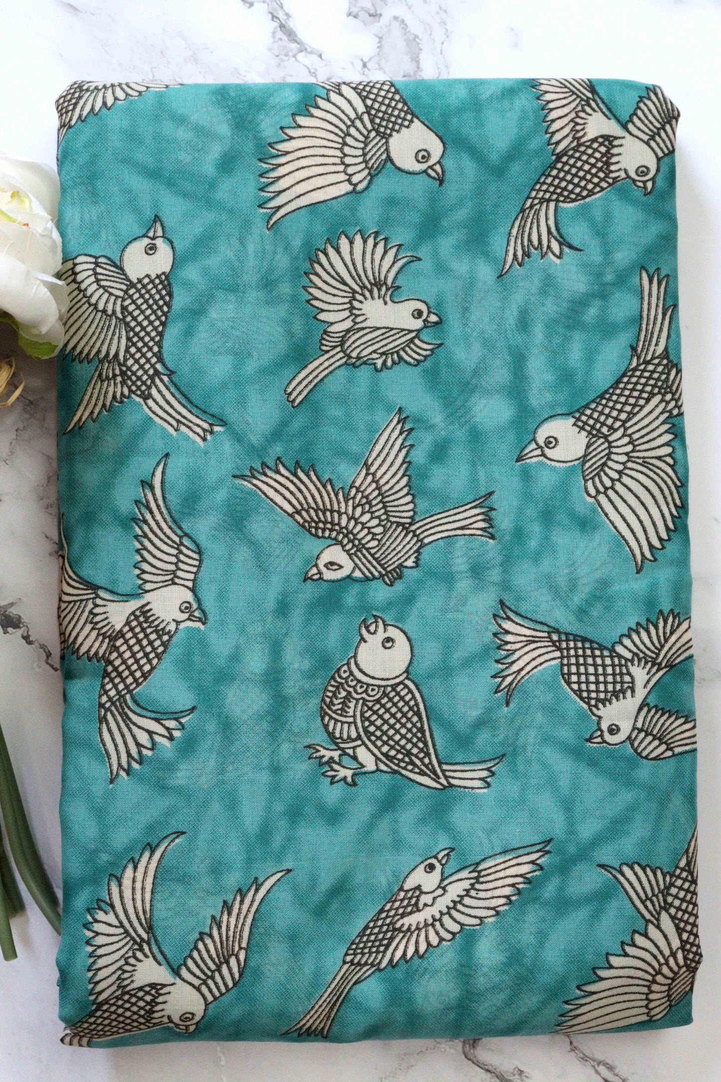 Sea Blue with Maroon Border