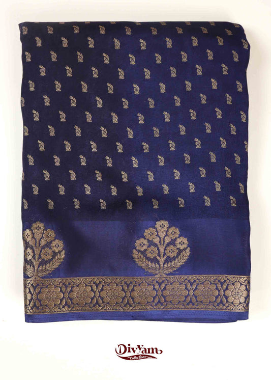 DC151 | Pure Chinon Viscose Georgette Saree with Jari Butties | Traditional Floral Design