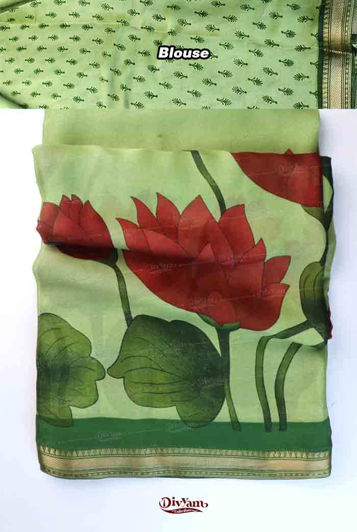 DC294 | Semi Viscose Georgette Saree with Narayanpet Border & Floral Highlights