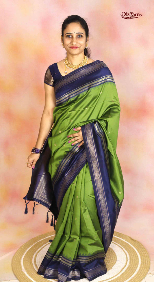 DC307 | Fancy Semi Pattu Saree with Contrast Gap Border