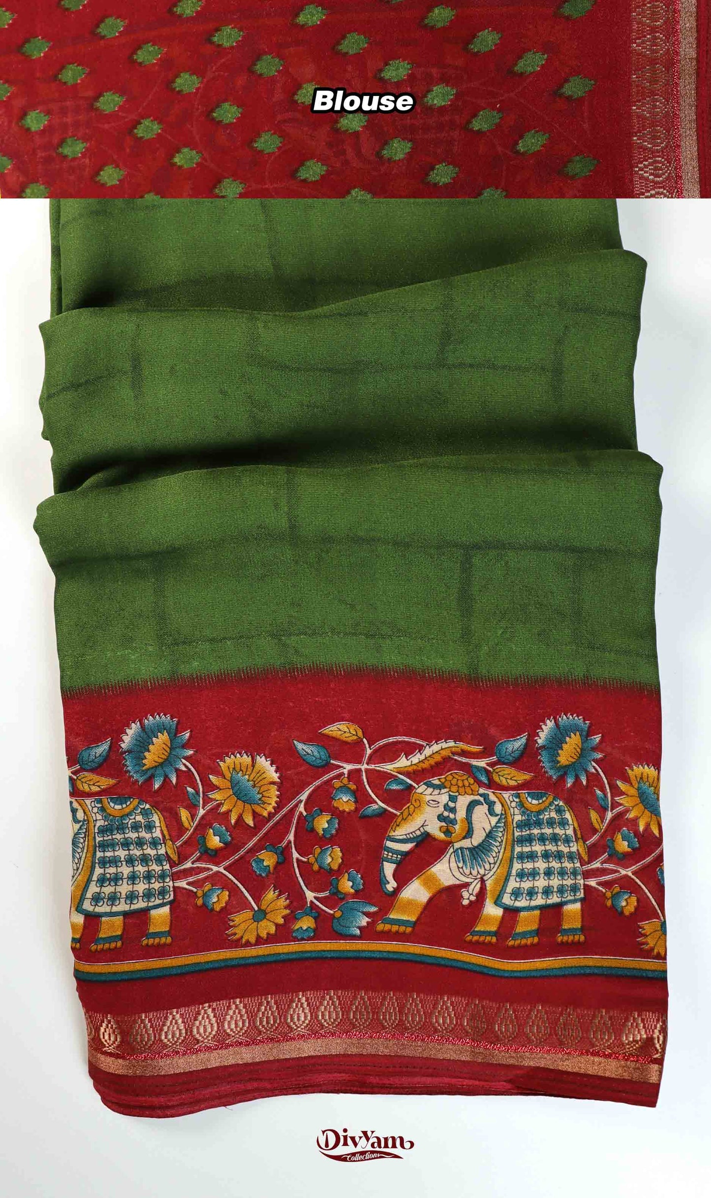 DC222 | Semi Viscose Georgette Saree with Zari Temple Border