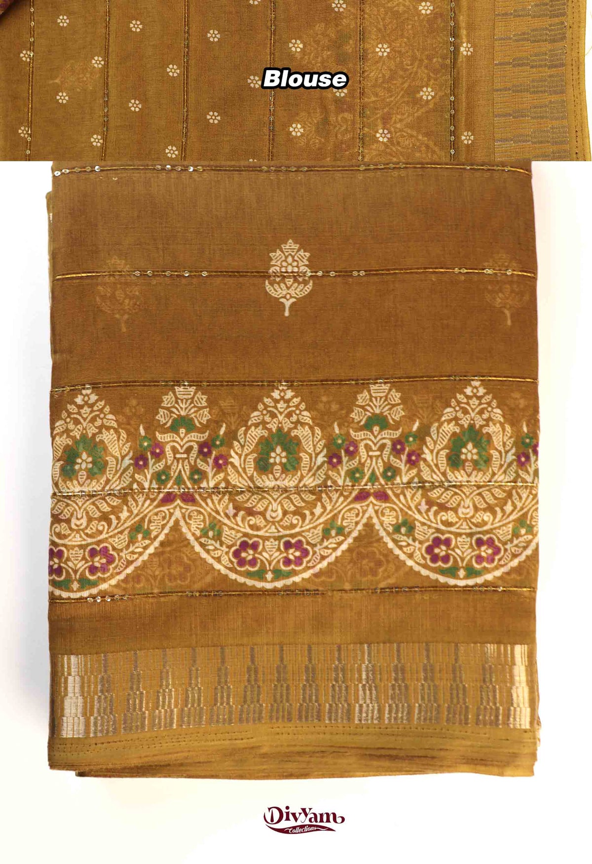 DC290 | Fancy Silk Saree with All-Over Sequin Embroidery & Running Blouse