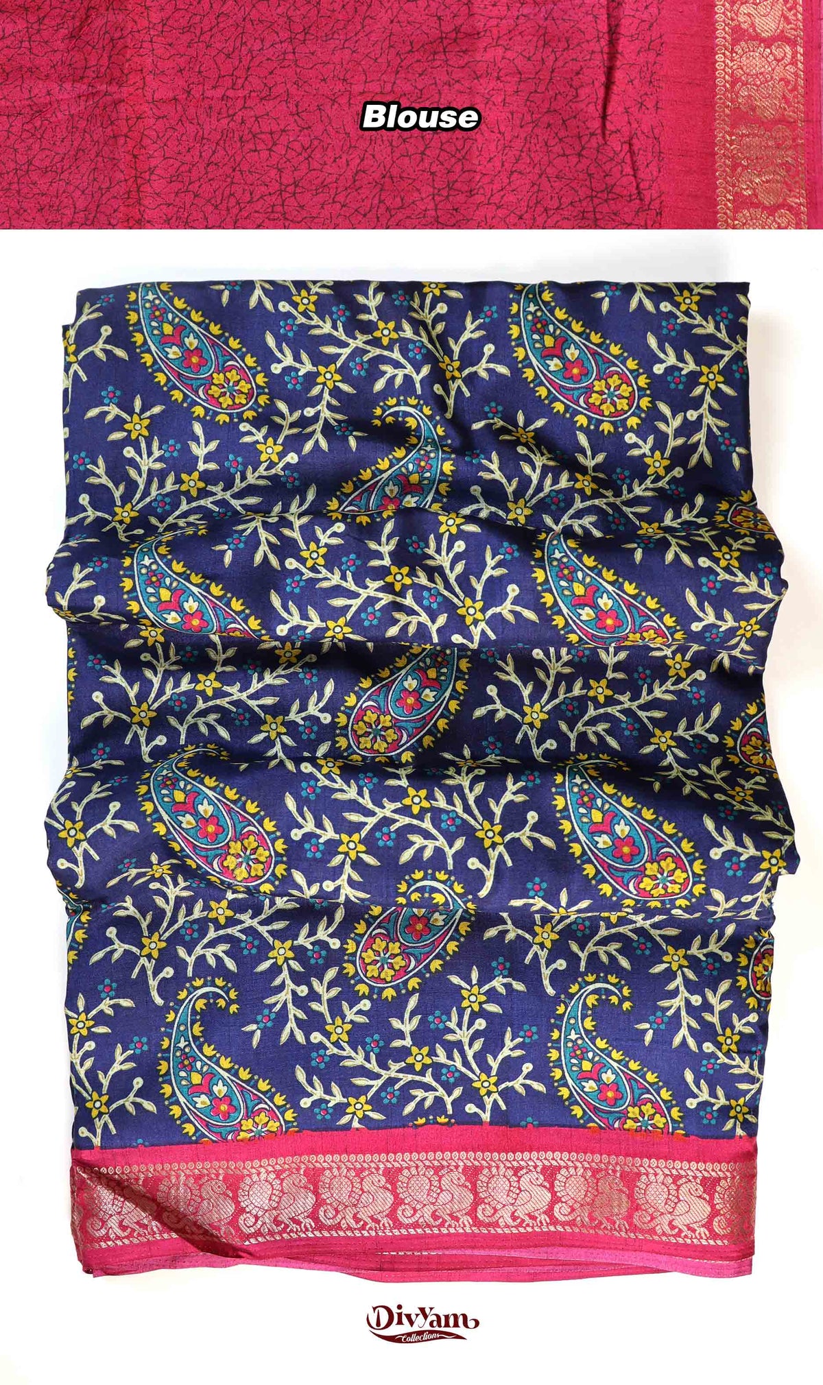 DC216 | Mango Design Saree with Narayanpet Border & Contrast Blouse