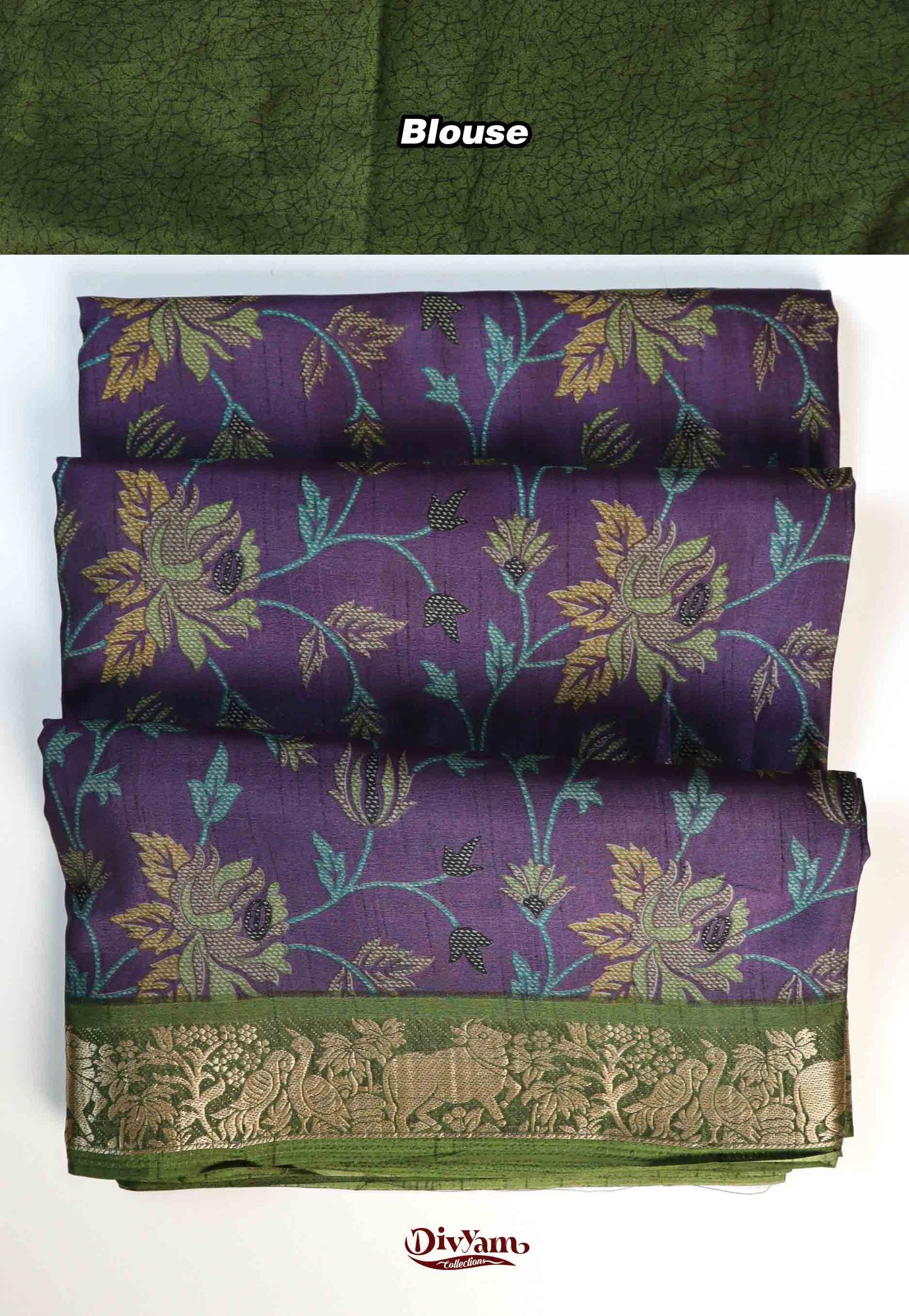 DC196 | Maheshwari Silk Floral Print Saree with Pichwai Jari Border
