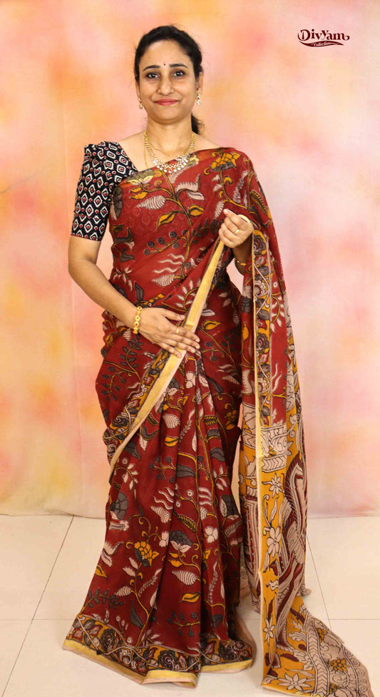 DC205 | Kota Kalamkari Print Saree with Running Blouse