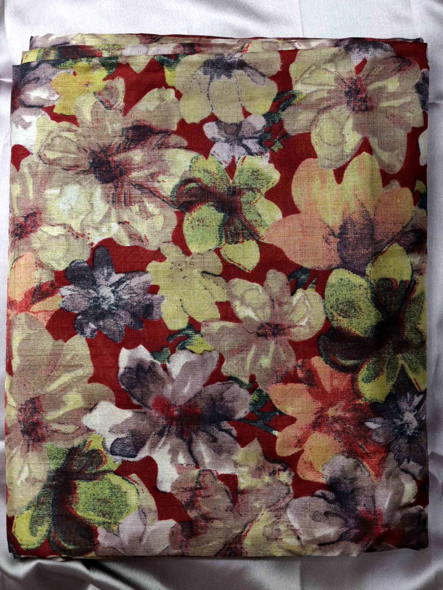 Red Colour Fancy Silk Saree With Jacquard Gap Border and Beautiful Floral Print