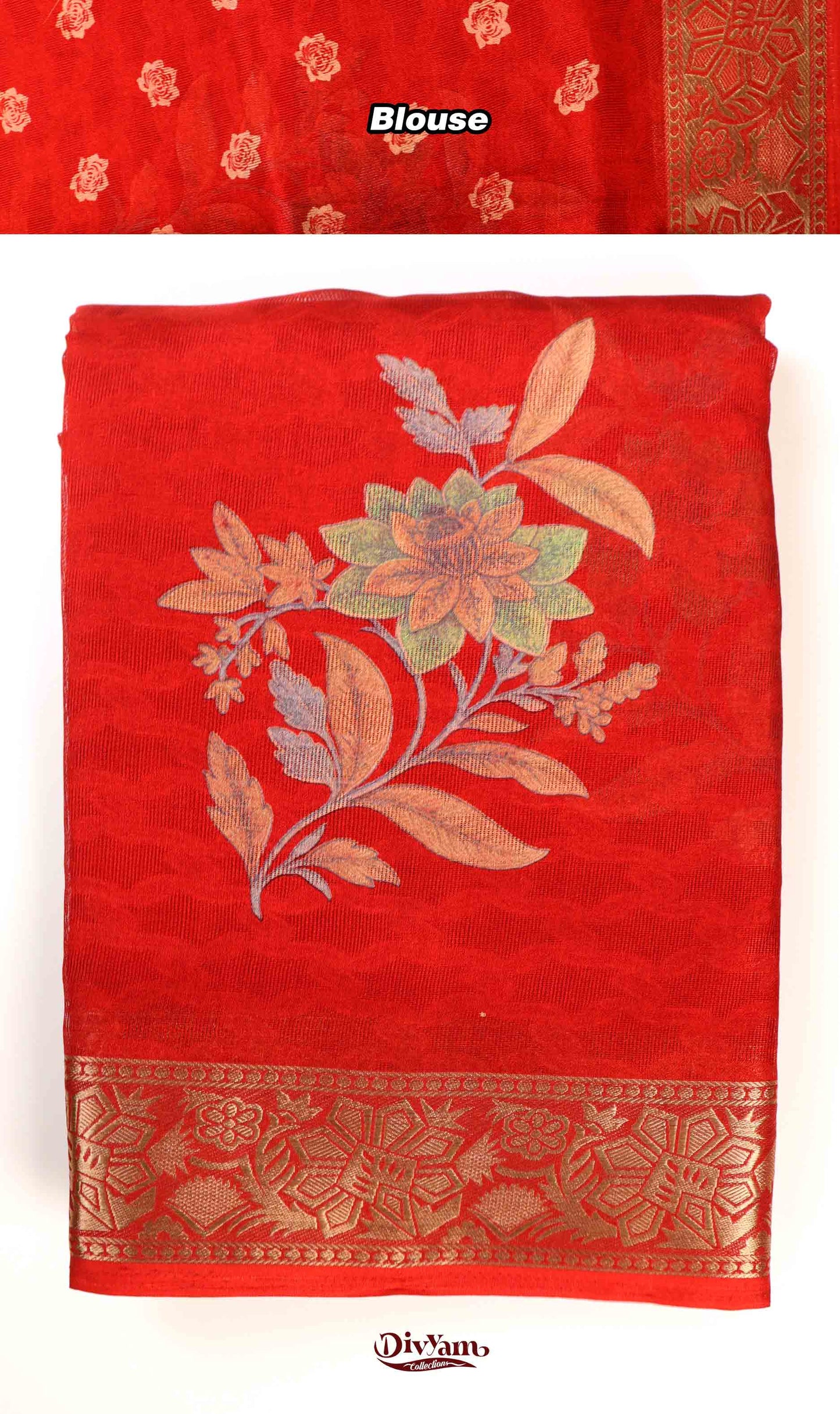 DC236 | Fancy Georgette Saree with Self Floral Weaving & Premium Zari Border