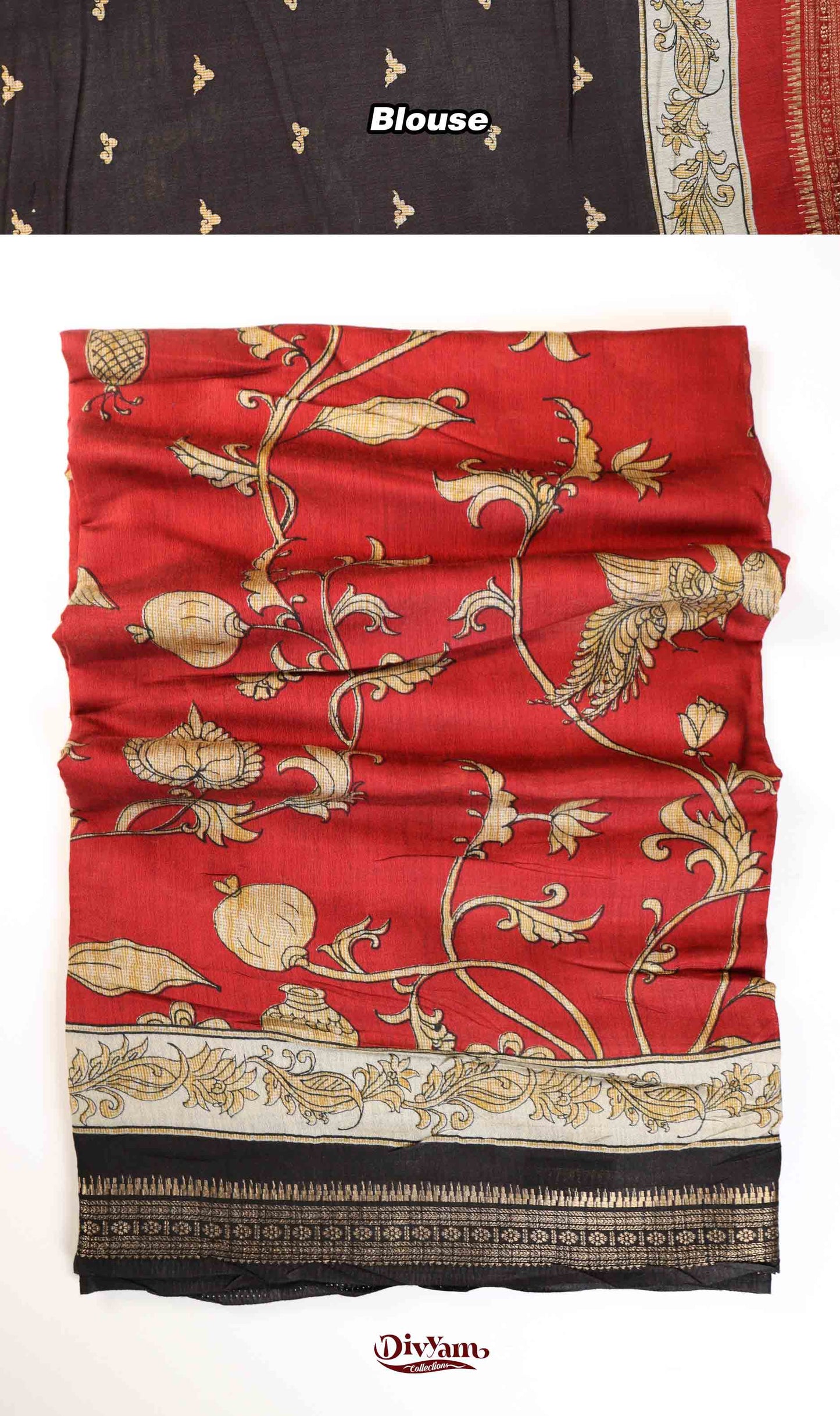 DC221 | Premium Maheshwari Silk Saree with New Kalamkari Design & Narayanpet Border