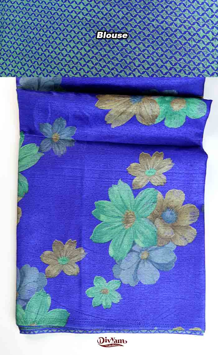 DC318 | Semi Tussar Crepe Saree with Floral Design with Running Blouse