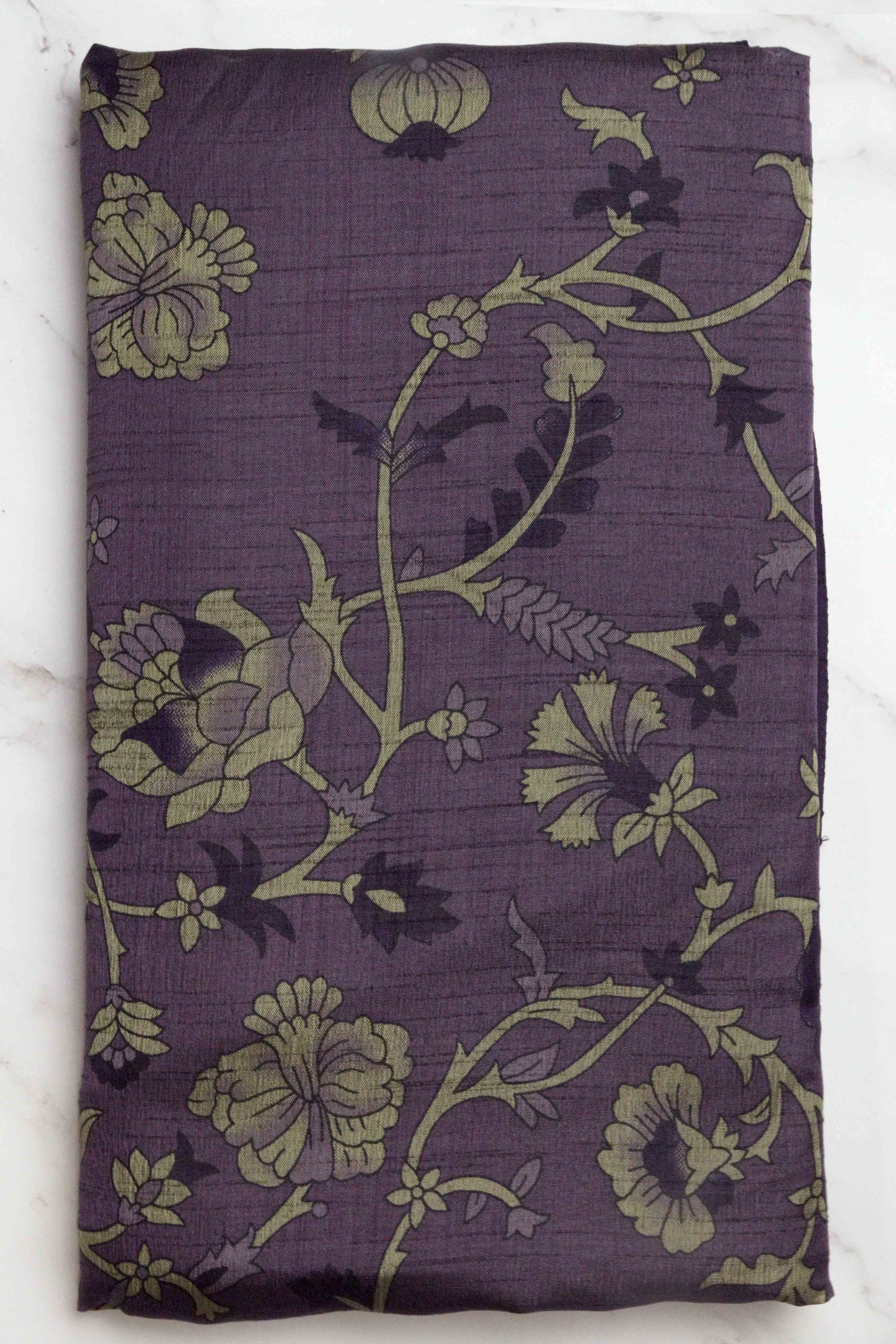 DCMS39 Royal Purple Maheshwari Silk Sarees with Narayanapattu Border & Kalamkari Print