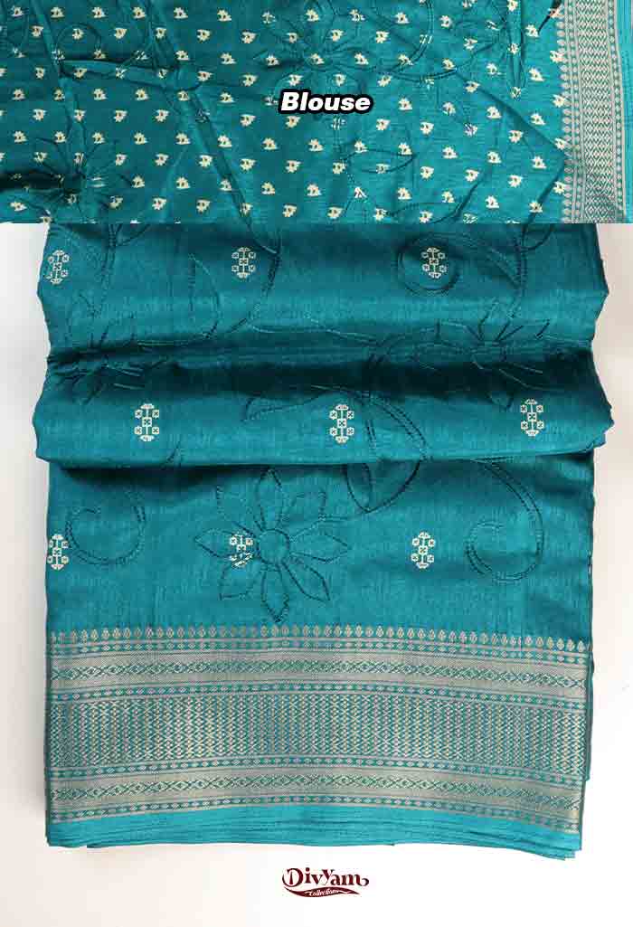 DC311 | Semi Jutti Silk Saree with Self-Colour Embroidery, Motif Print & Jacquard Border