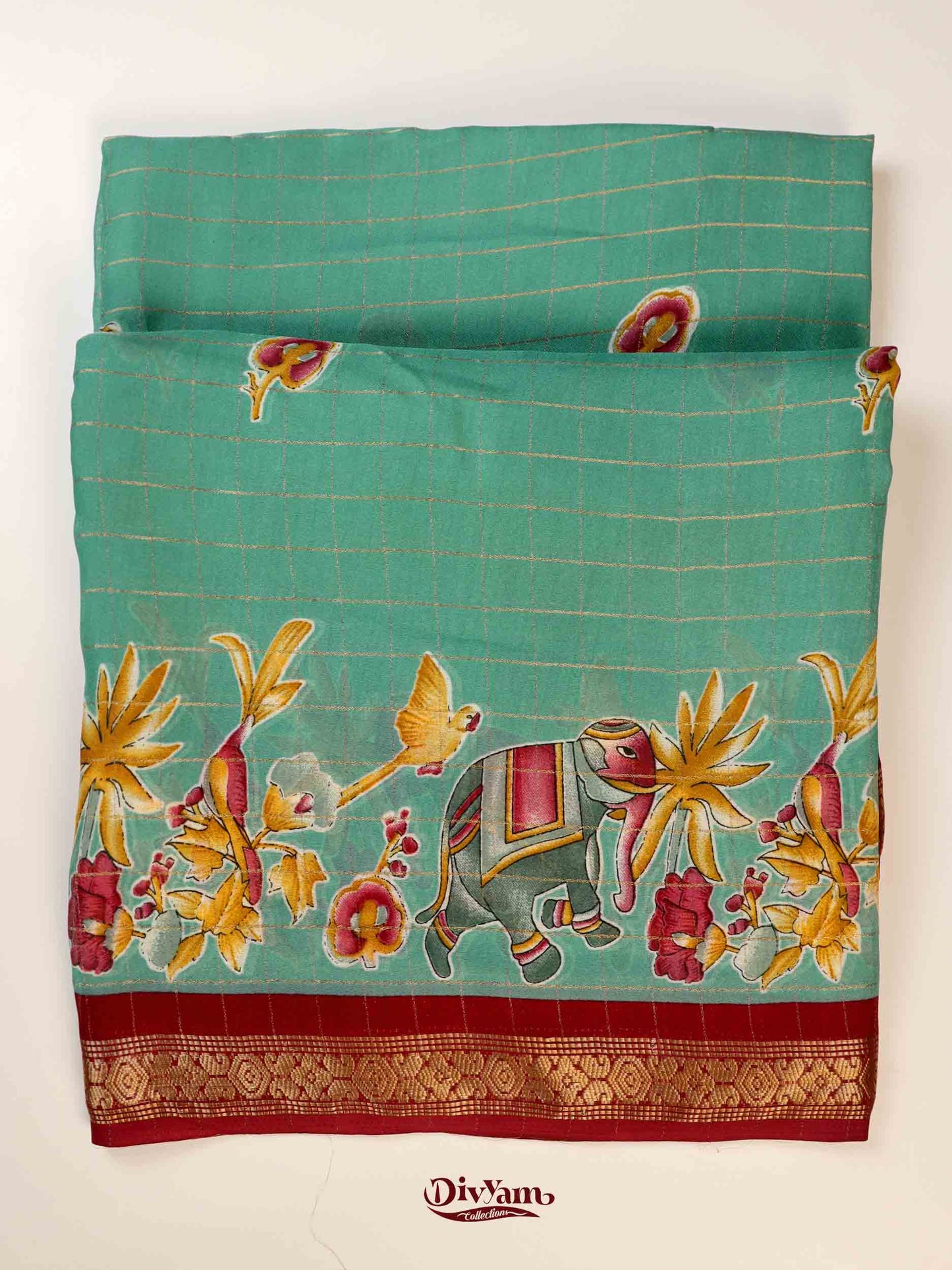 DC252 | Premium Crepe Saree with Zari Checks & Grand Zari Border