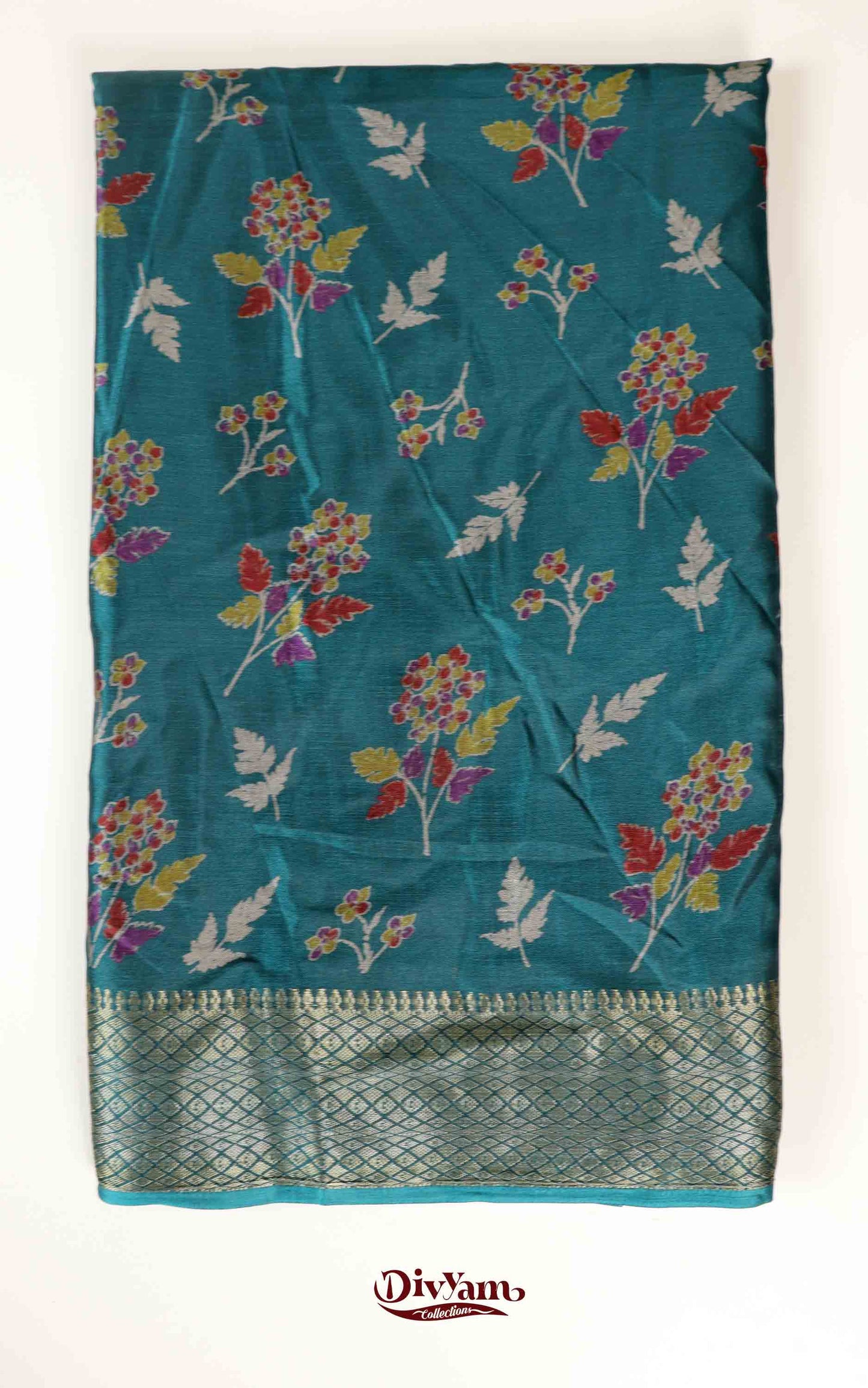 DC168 | Budget Fancy Silk Saree with Floral Design & Jacquard Temple Border | 8 Colours Collection