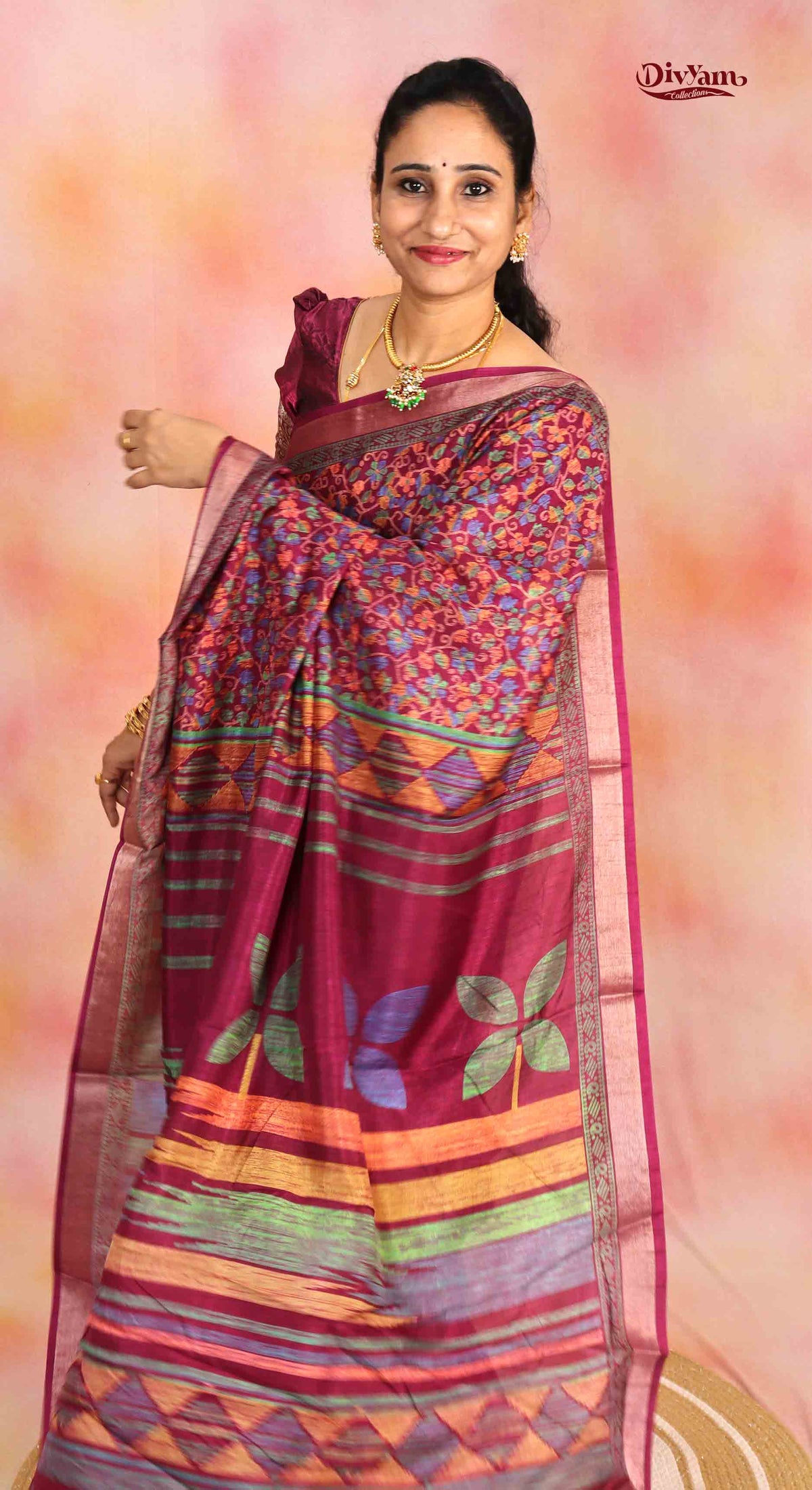 DC317 | Soft Fancy Silk Saree with Floral Design & Running Blouse