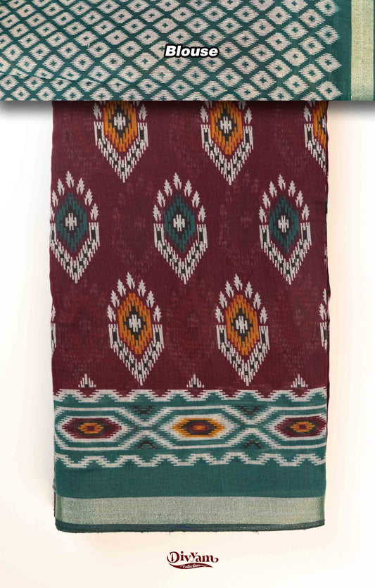 DC251 | Daily Wear Cotton by Silk Ikat Design Saree | Soft & Comfortable