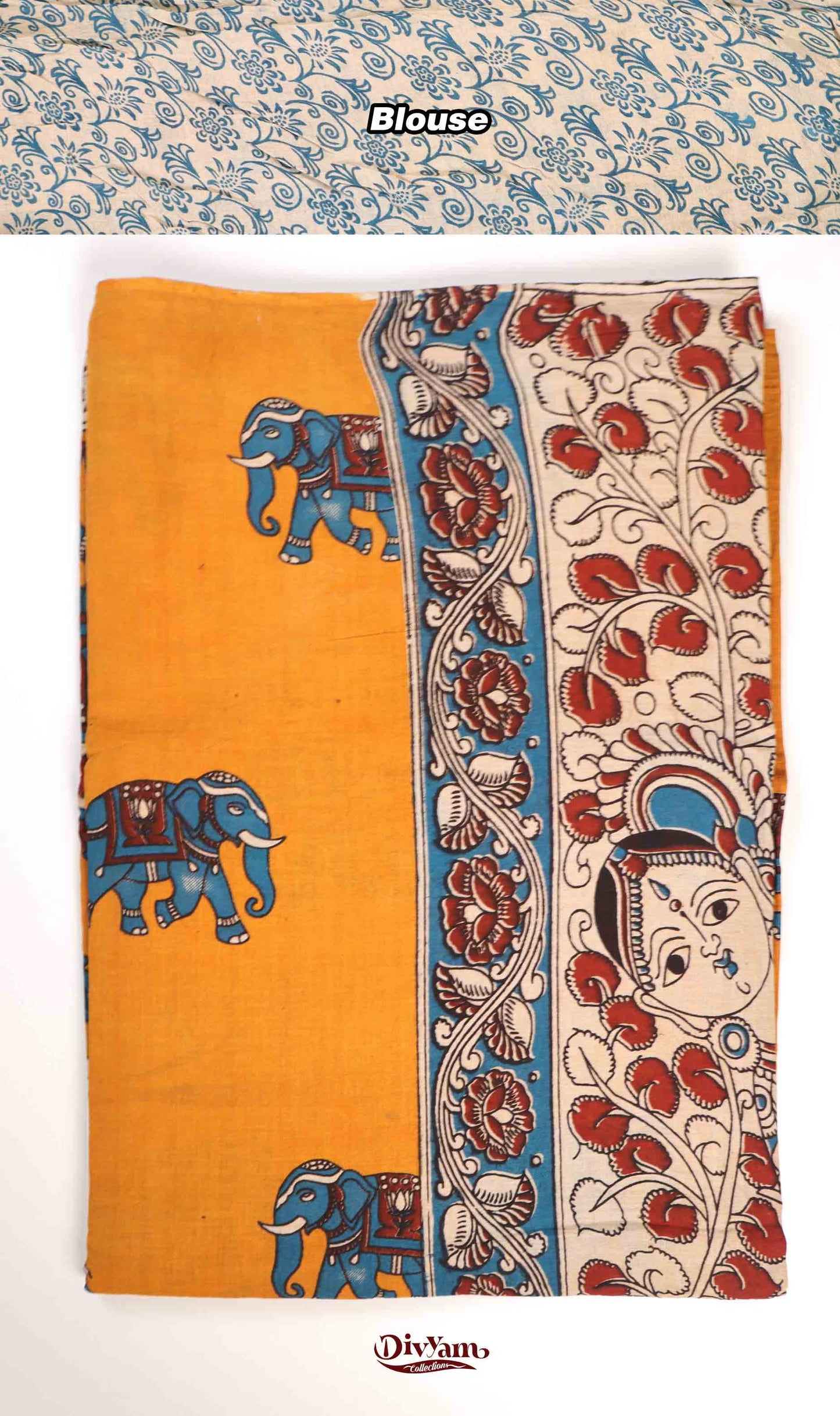 DC229 | Cotton Kalamkari Saree with Running Blouse