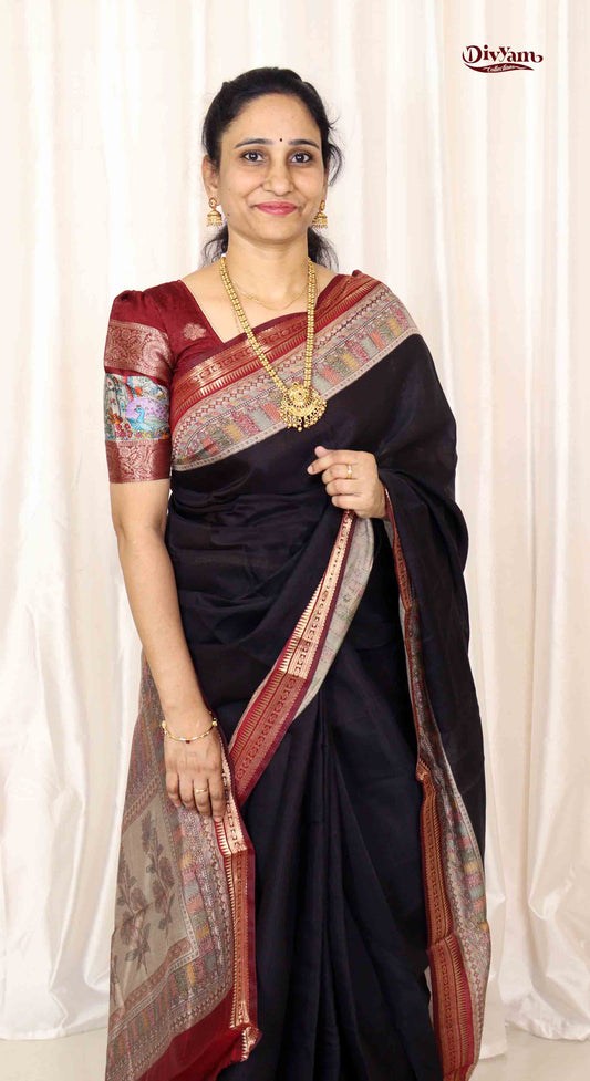 DC170 | Premium Maheshwari Cotton Saree with Narayanapet Temple Gold Zari Border | Contrast Running Blouse | 6 Colours