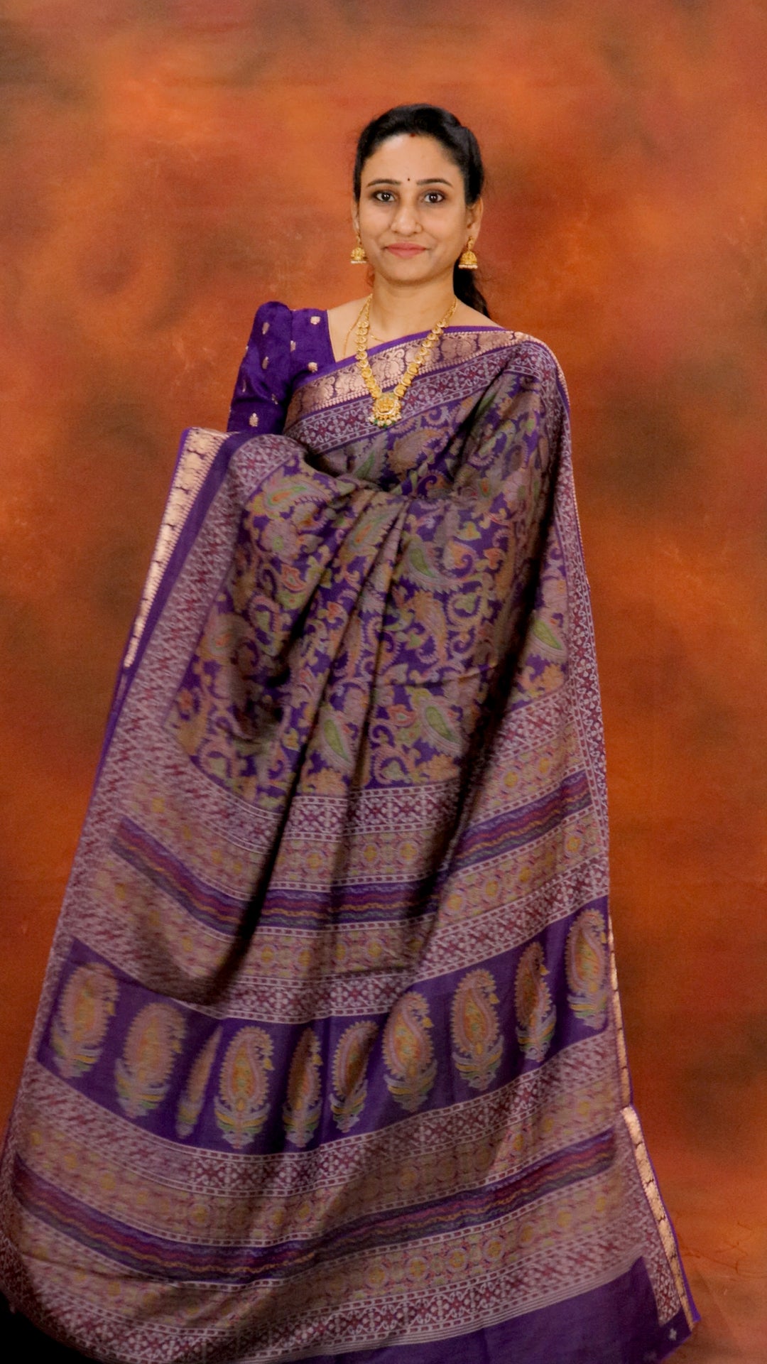 DC157 | Statement Saree in Maheshwari Silk | Mango Kalamkari Art with Narayanpet Zari Border