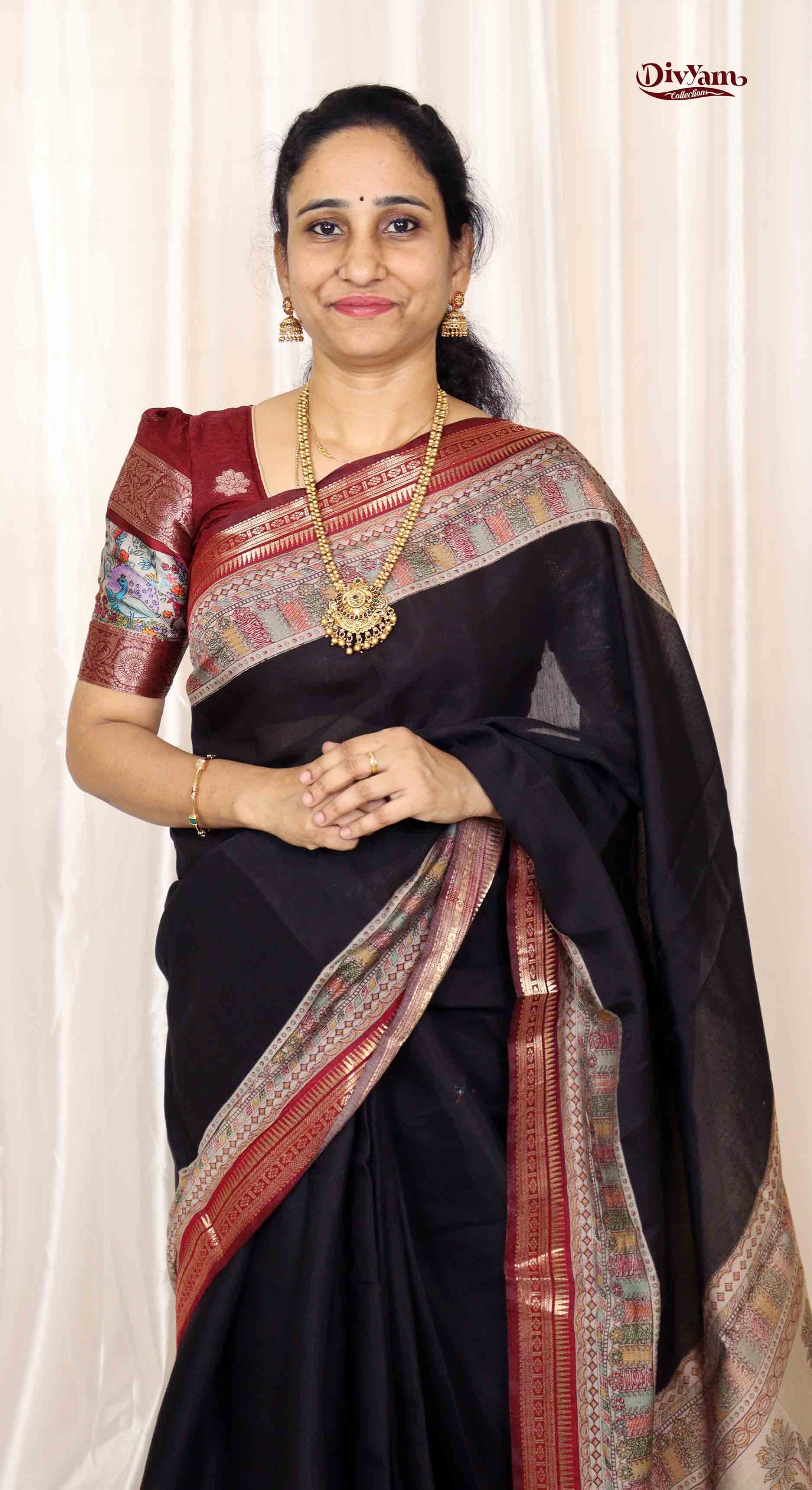 DC170 | Premium Maheshwari Cotton Saree with Narayanapet Temple Gold Zari Border | Contrast Running Blouse | 6 Colours