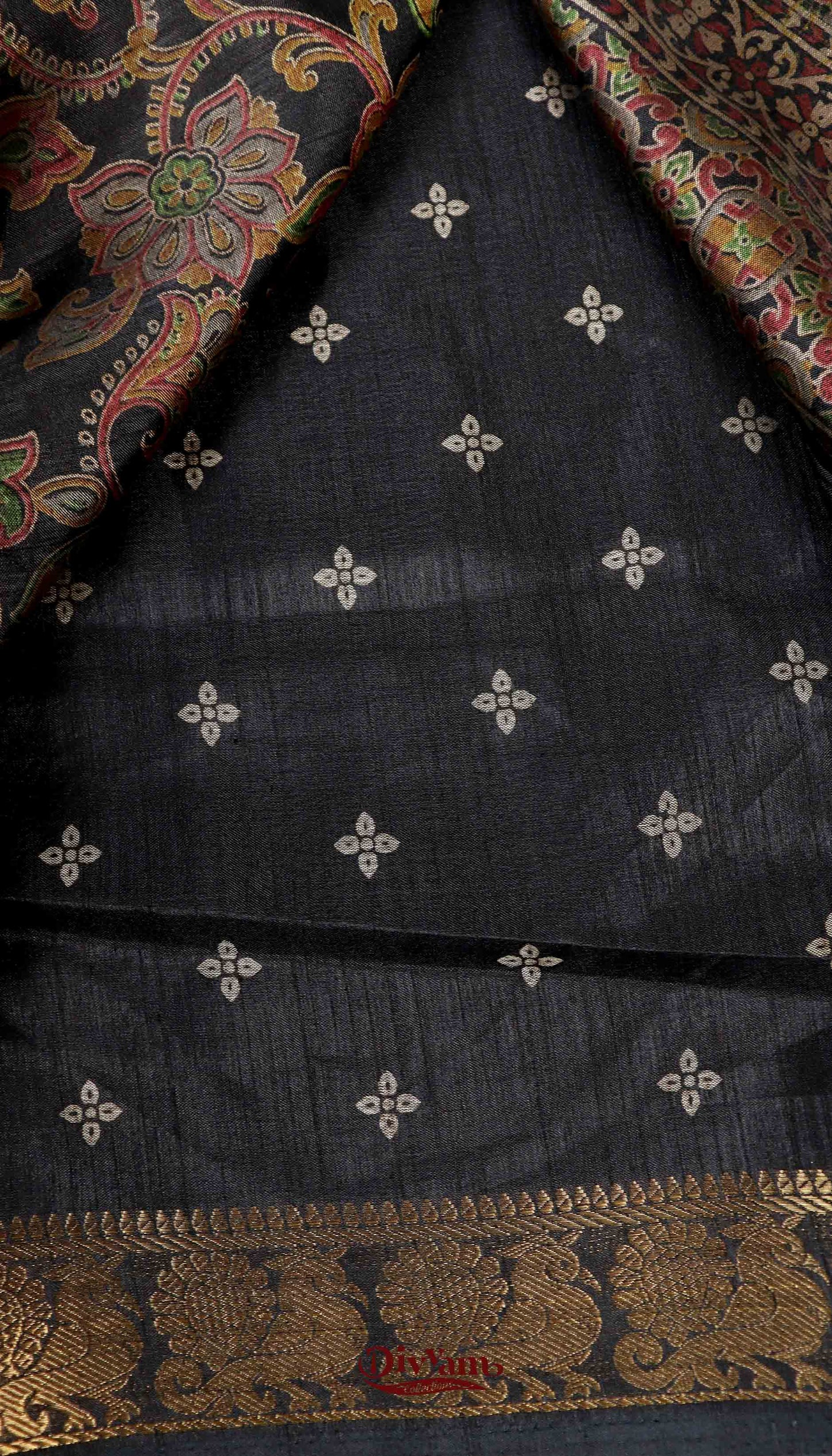 DC157 | Statement Saree in Maheshwari Silk | Mango Kalamkari Art with Narayanpet Zari Border