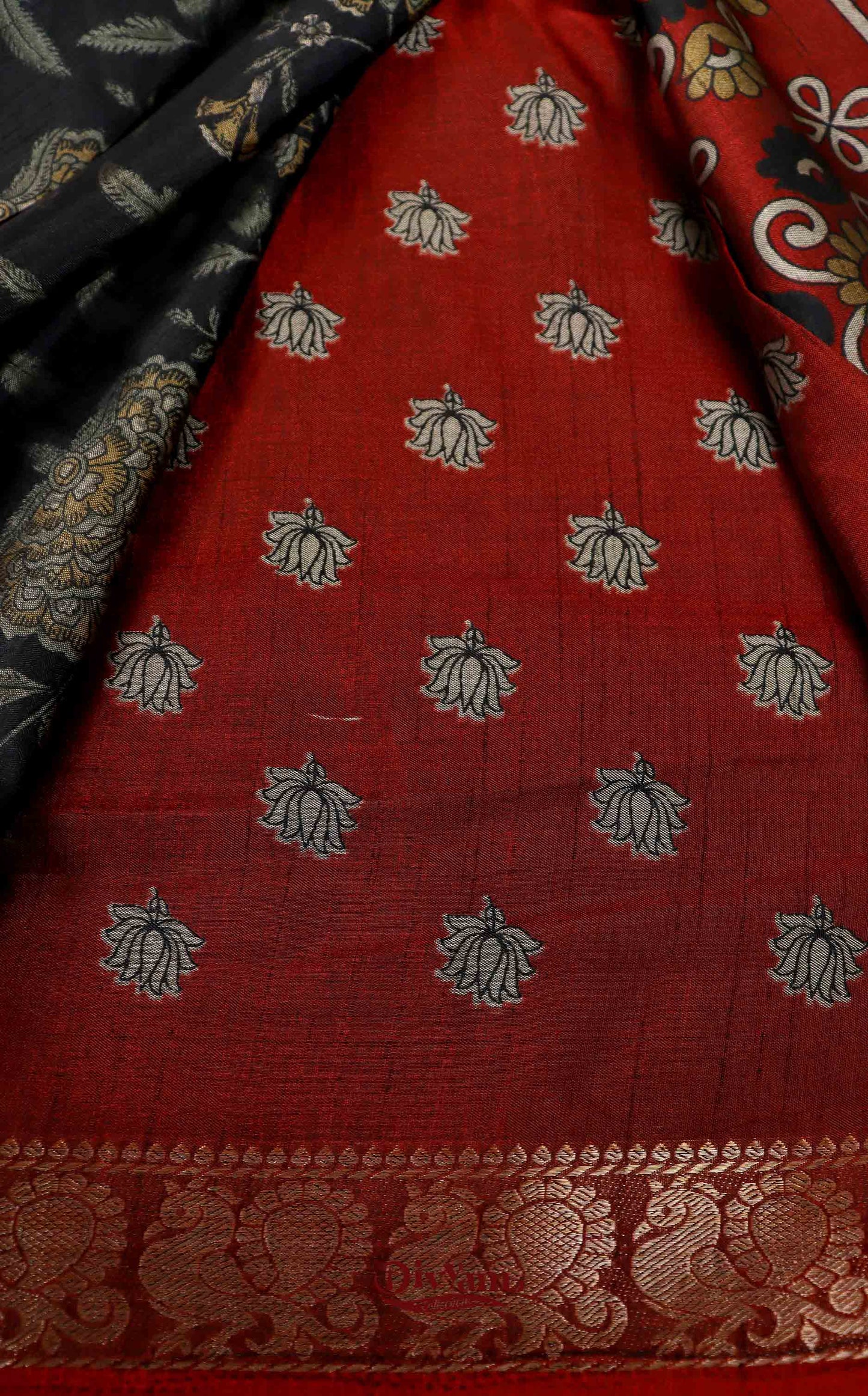 DC149| Maheshwari Silk Saree with Narayanapet & Hamsa Jari Border | Kalamkari Floral Print Saree