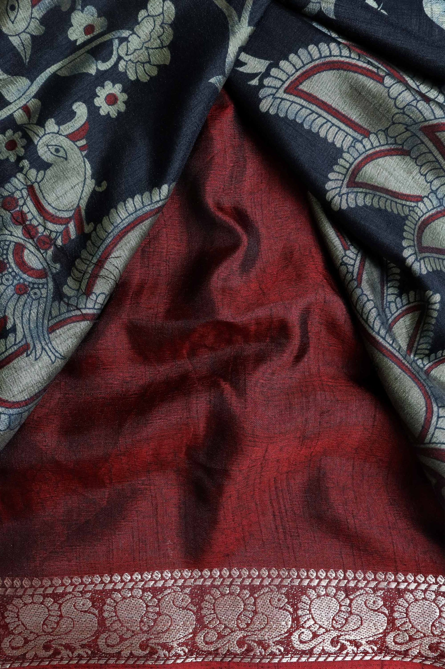 DC102 | Maheshwari Silk Saree | Narayanapattu Border & Kalamkari Print | 6 Beautiful colours