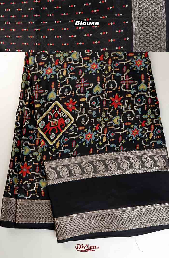 DC324 | Fancy Patola Design Saree with Contrast Gap Border