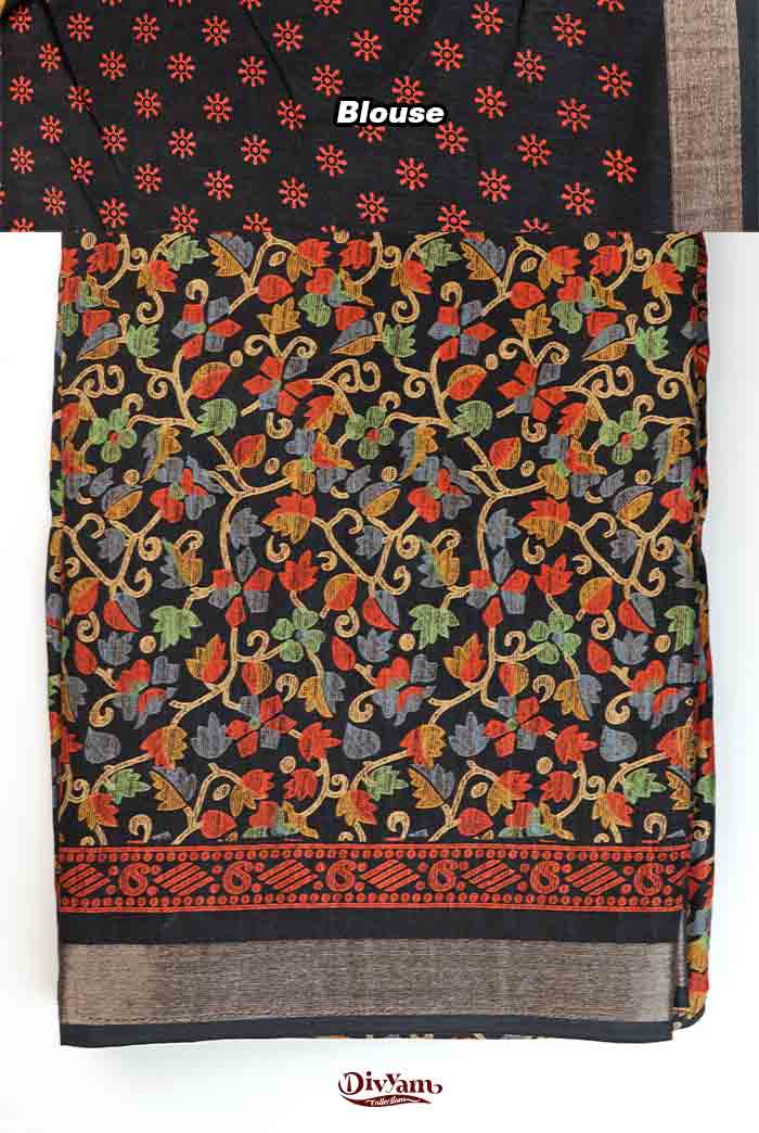 DC317 | Soft Fancy Silk Saree with Floral Design & Running Blouse