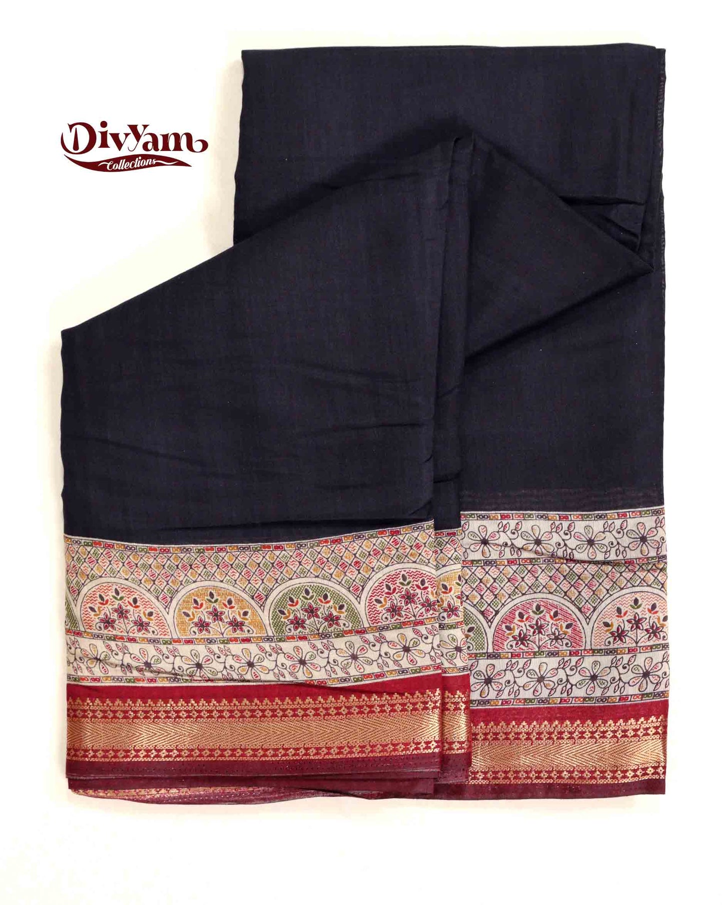 DC169 | Maheshwari Cotton Saree with Designer Border & Pallu | Contrast Blouse
