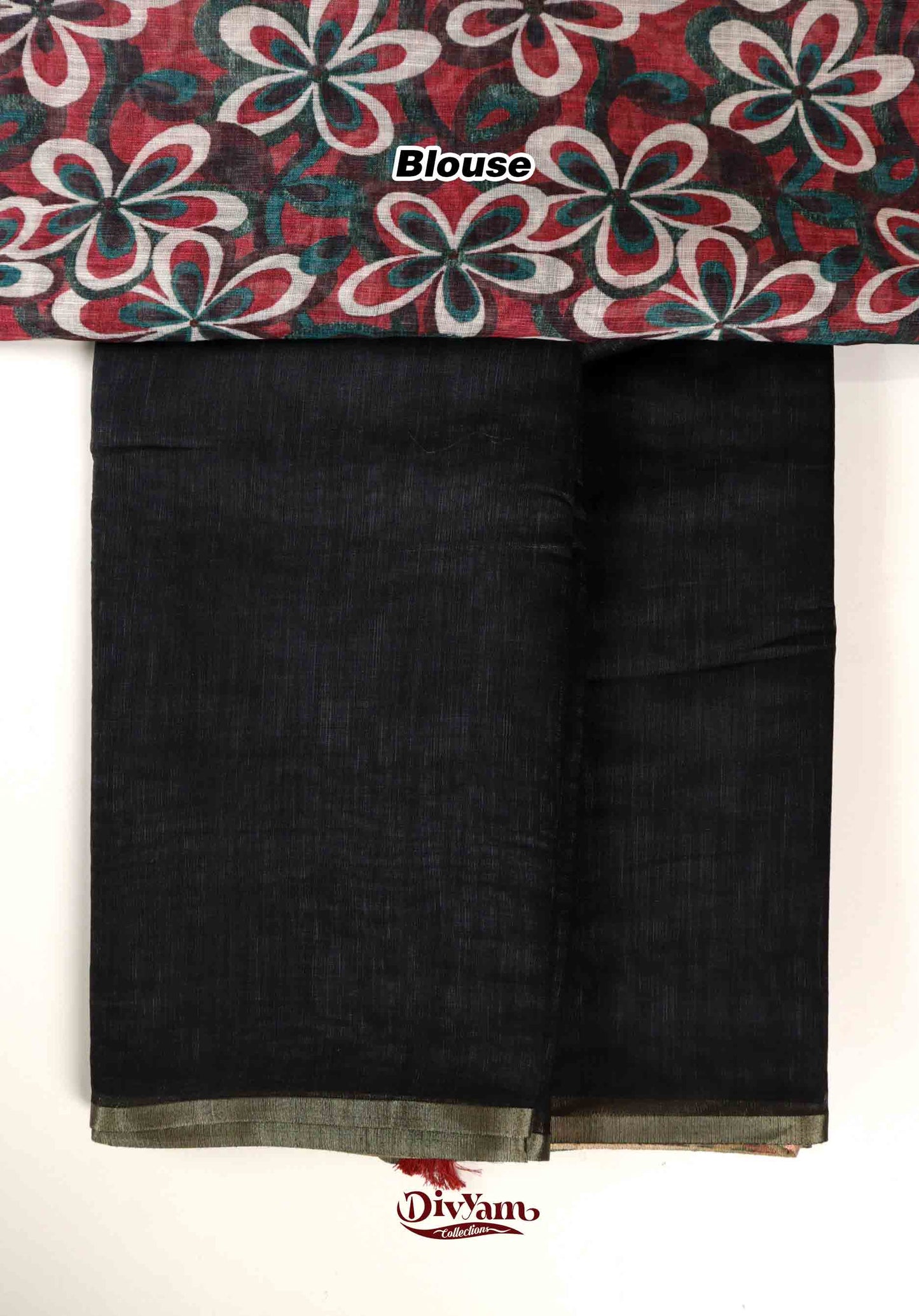 DC171 | Linen Cotton Saree with Gold Zari Stripe Border & Kalamkari Blouse | Soft Printed Collection