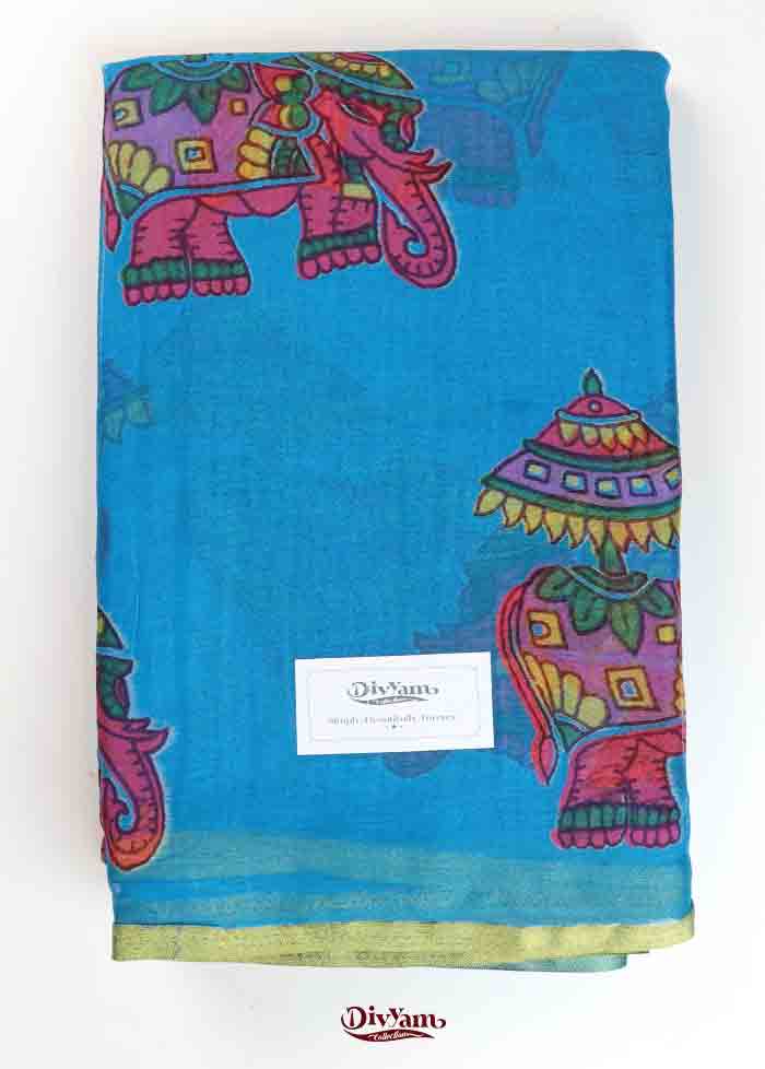 DC321  Lightweight Chiffon Saree with Kalamkari Designs