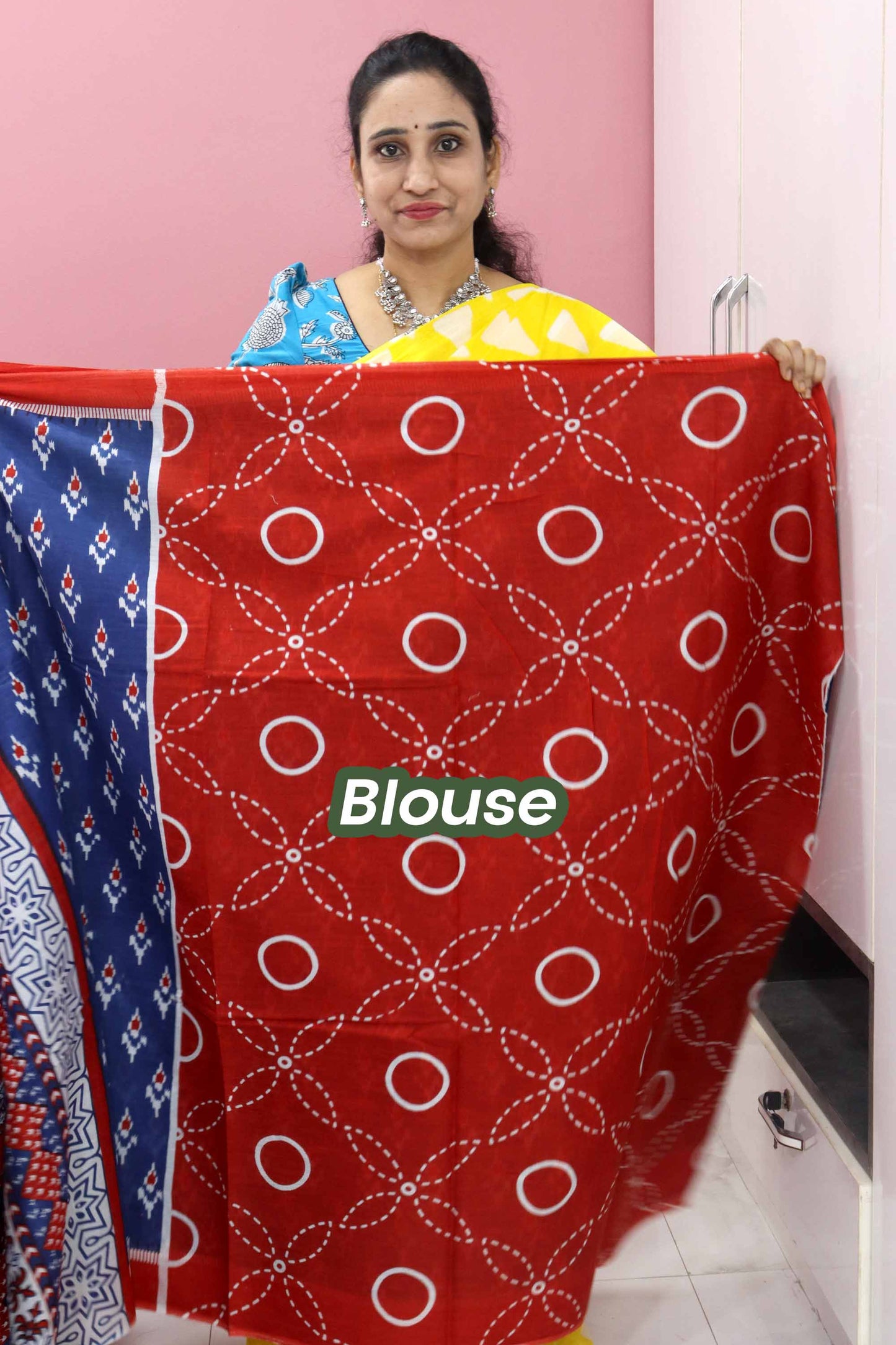 DC99 | Navy Blue With Red – Pure Mulmul Cotton Jaipuri Hand Block Printed Saree