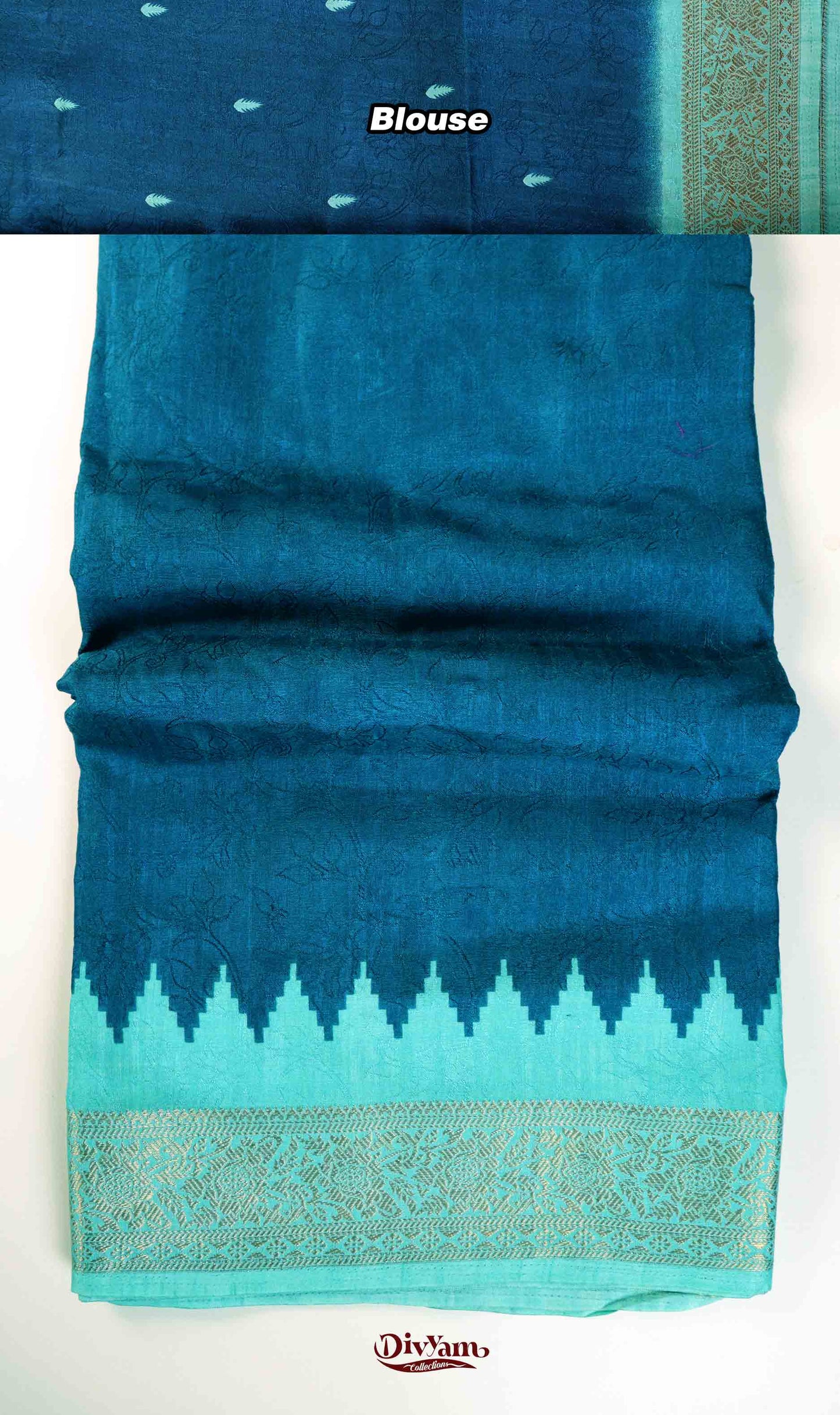 DC224 | Fancy Soft Silk Saree with bottom Temple steps and Zari Border