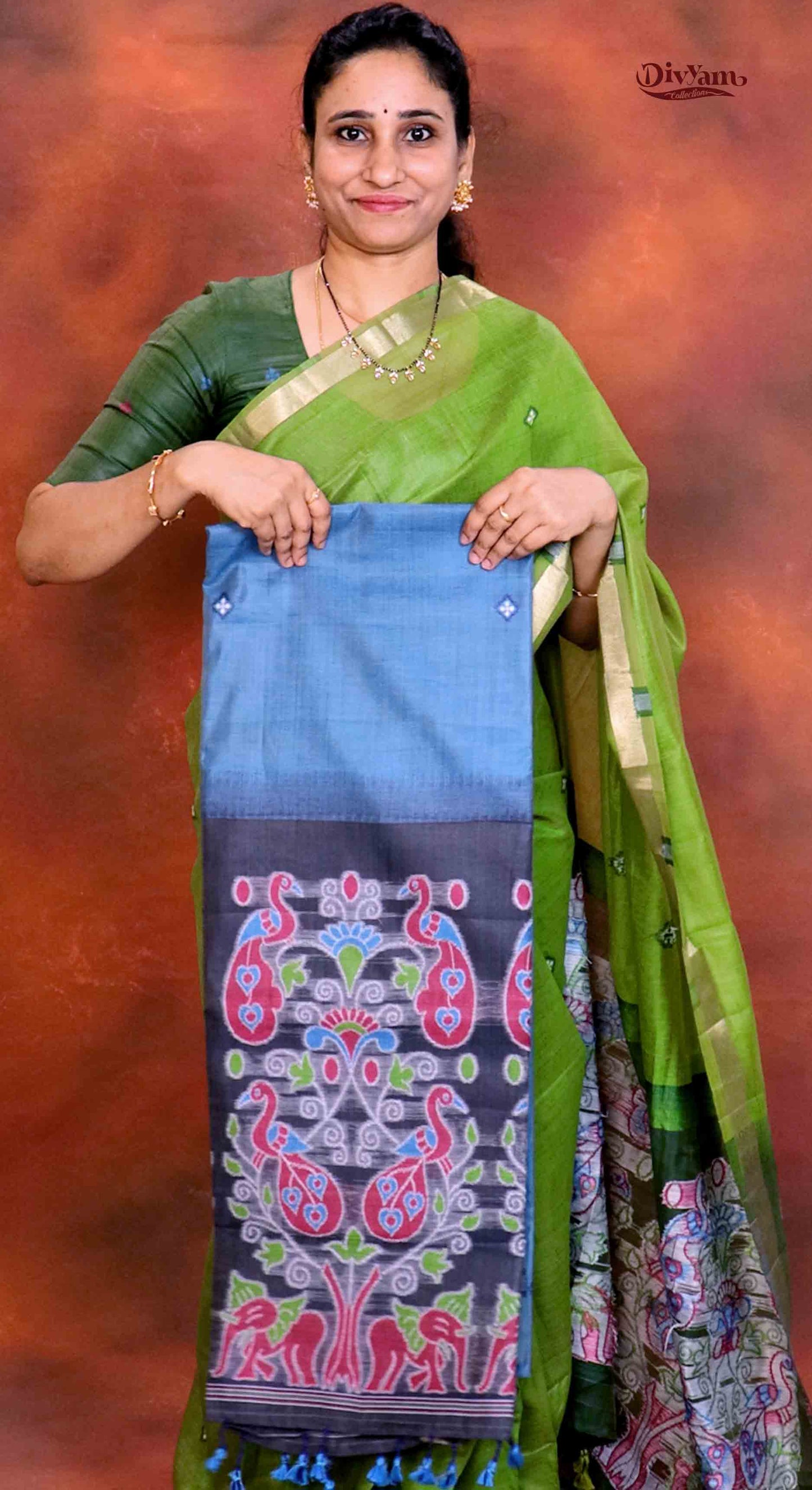 DC211 | Premium Cotton Linen Saree with Guava Jamdhani Work