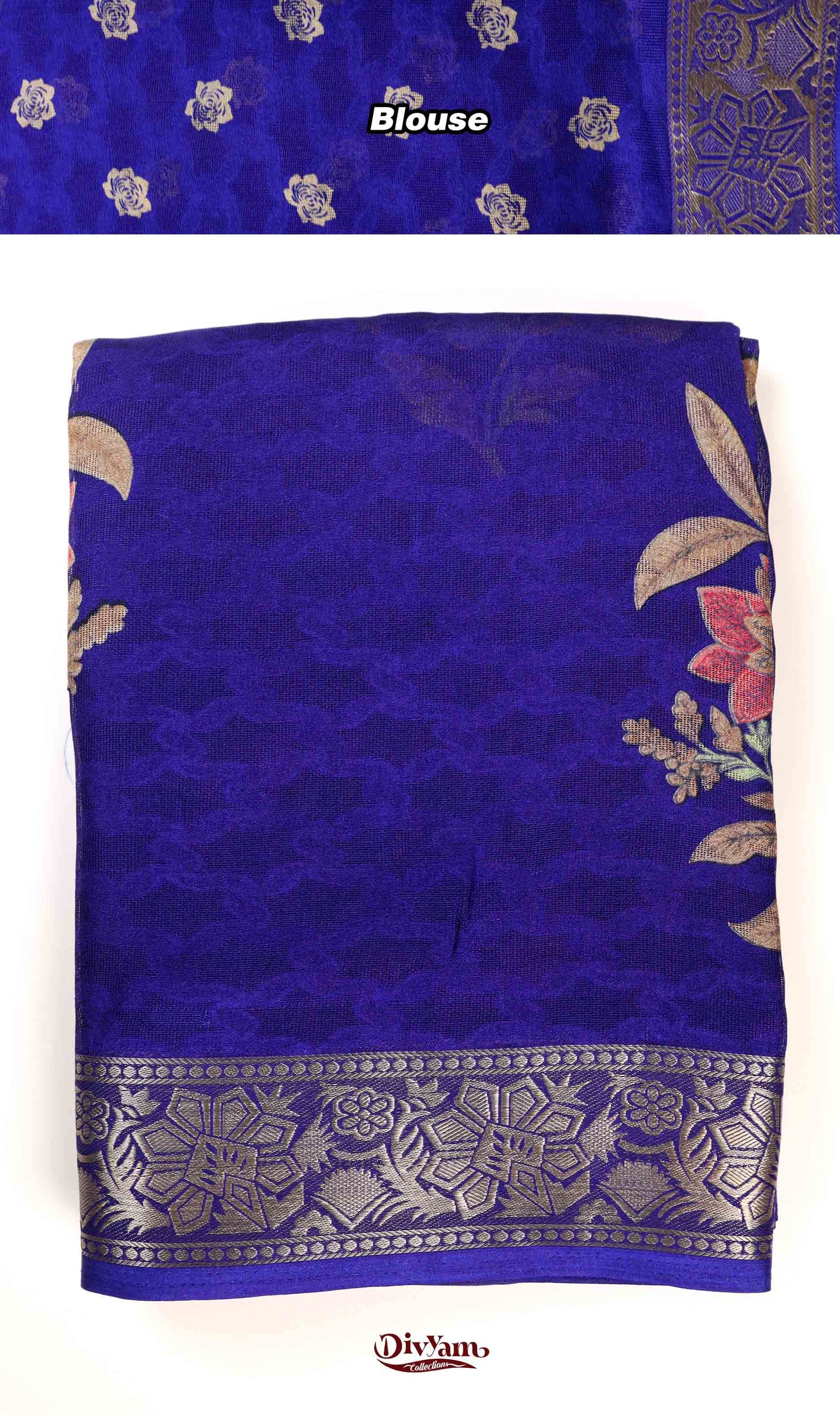 DC236 | Fancy Georgette Saree with Self Floral Weaving & Premium Zari Border