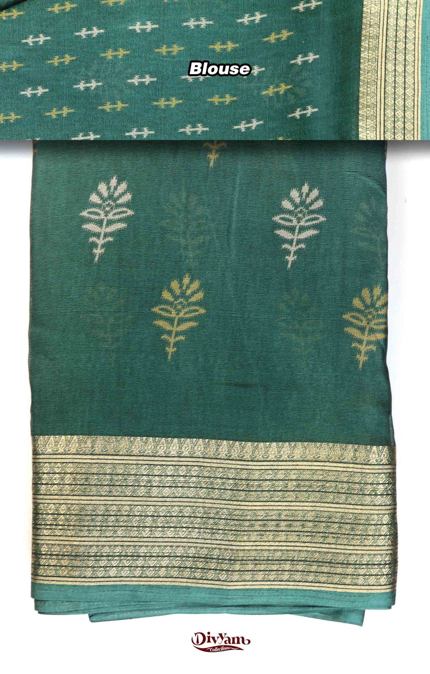 DC257 | Chinnon Crepe Saree with Floral Buttis & Jacquard Zari Border