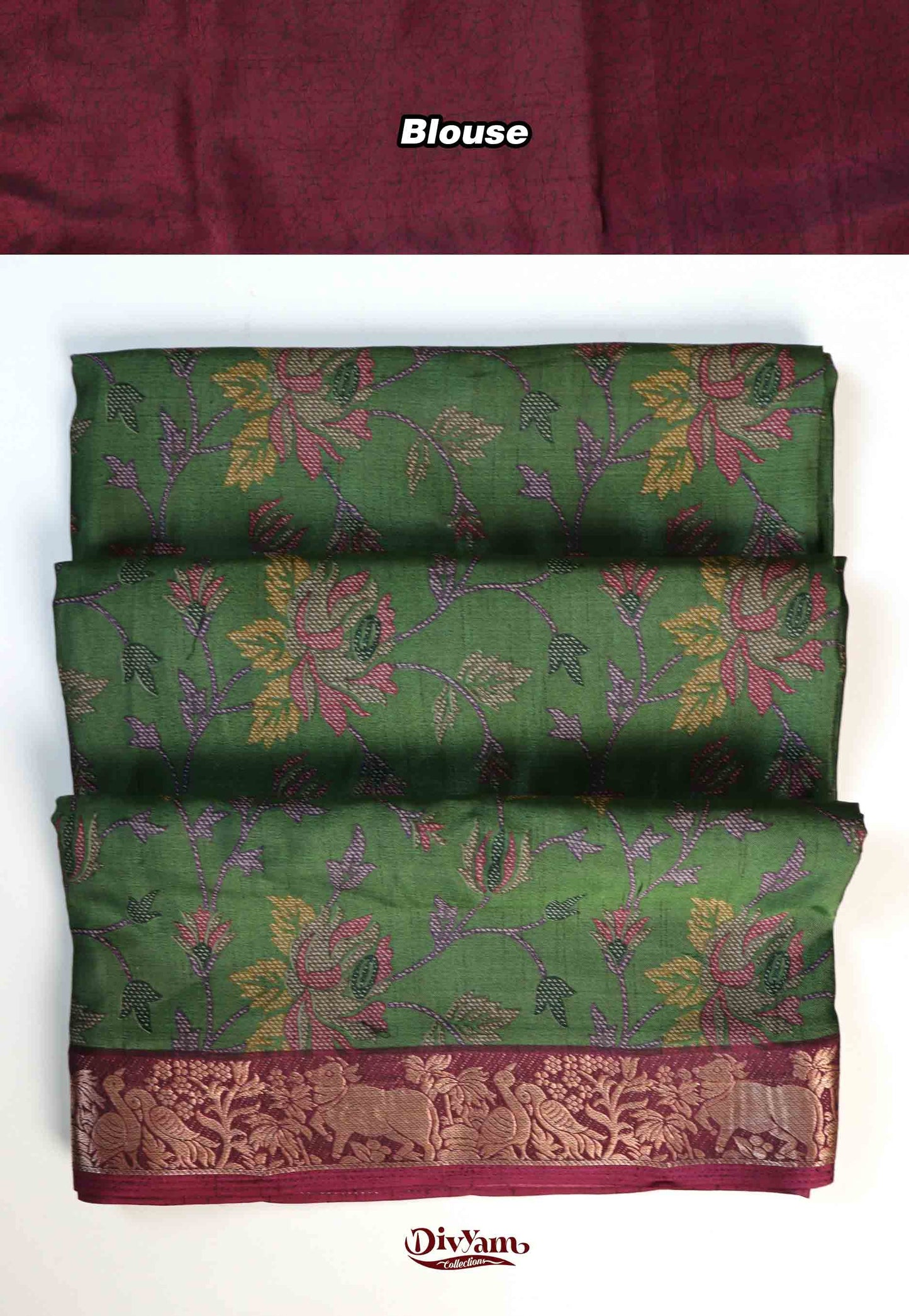DC196 | Maheshwari Silk Floral Print Saree with Pichwai Jari Border