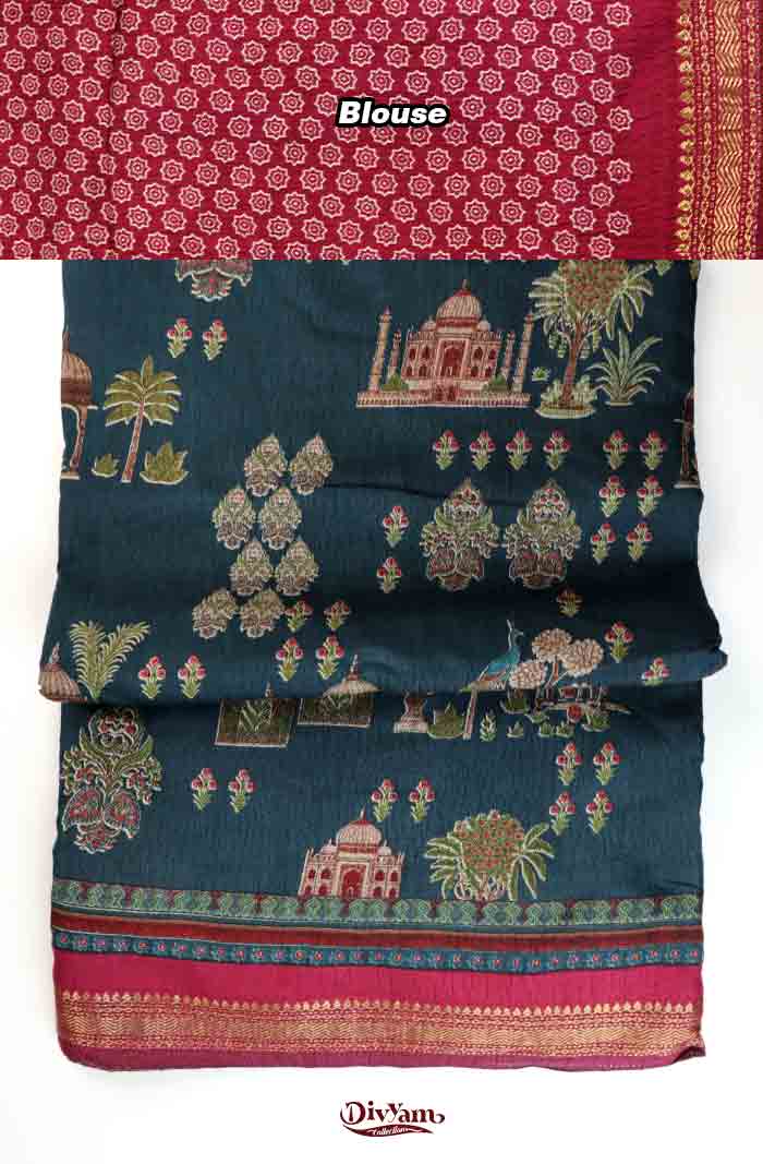DC323 | Mangalagiri Silk Saree with Crushed Texture & Kalamkari Design