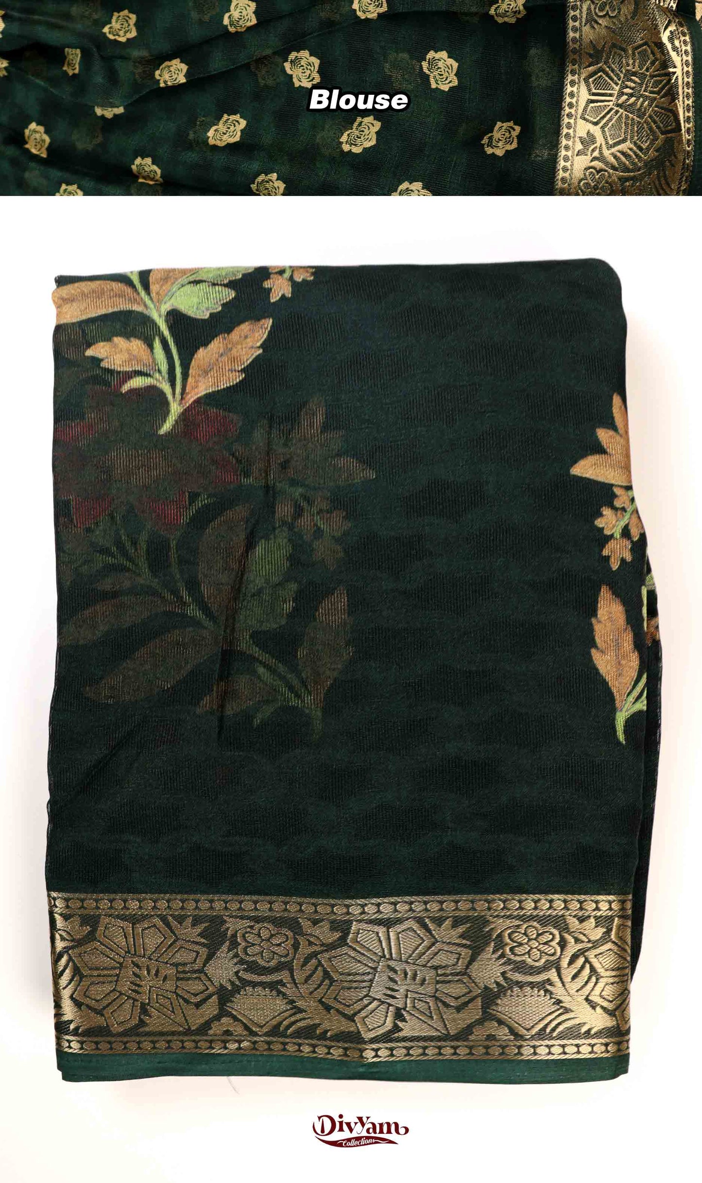 DC236 | Fancy Georgette Saree with Self Floral Weaving & Premium Zari Border