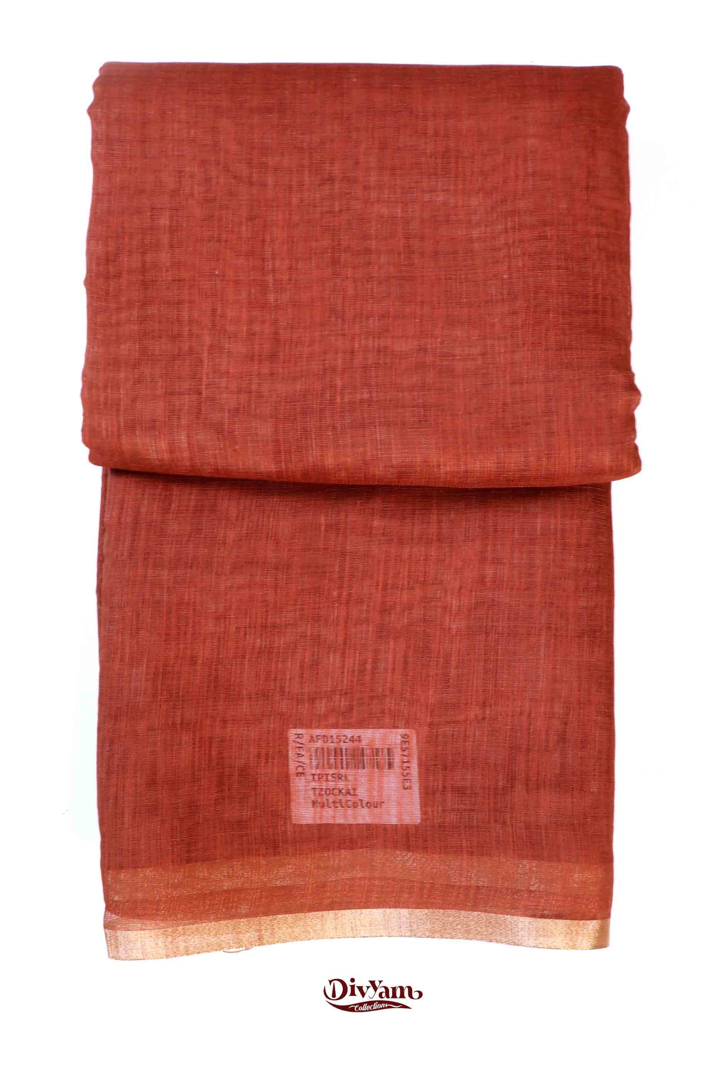 DC171 | Linen Cotton Saree with Gold Zari Stripe Border & Kalamkari Blouse | Soft Printed Collection