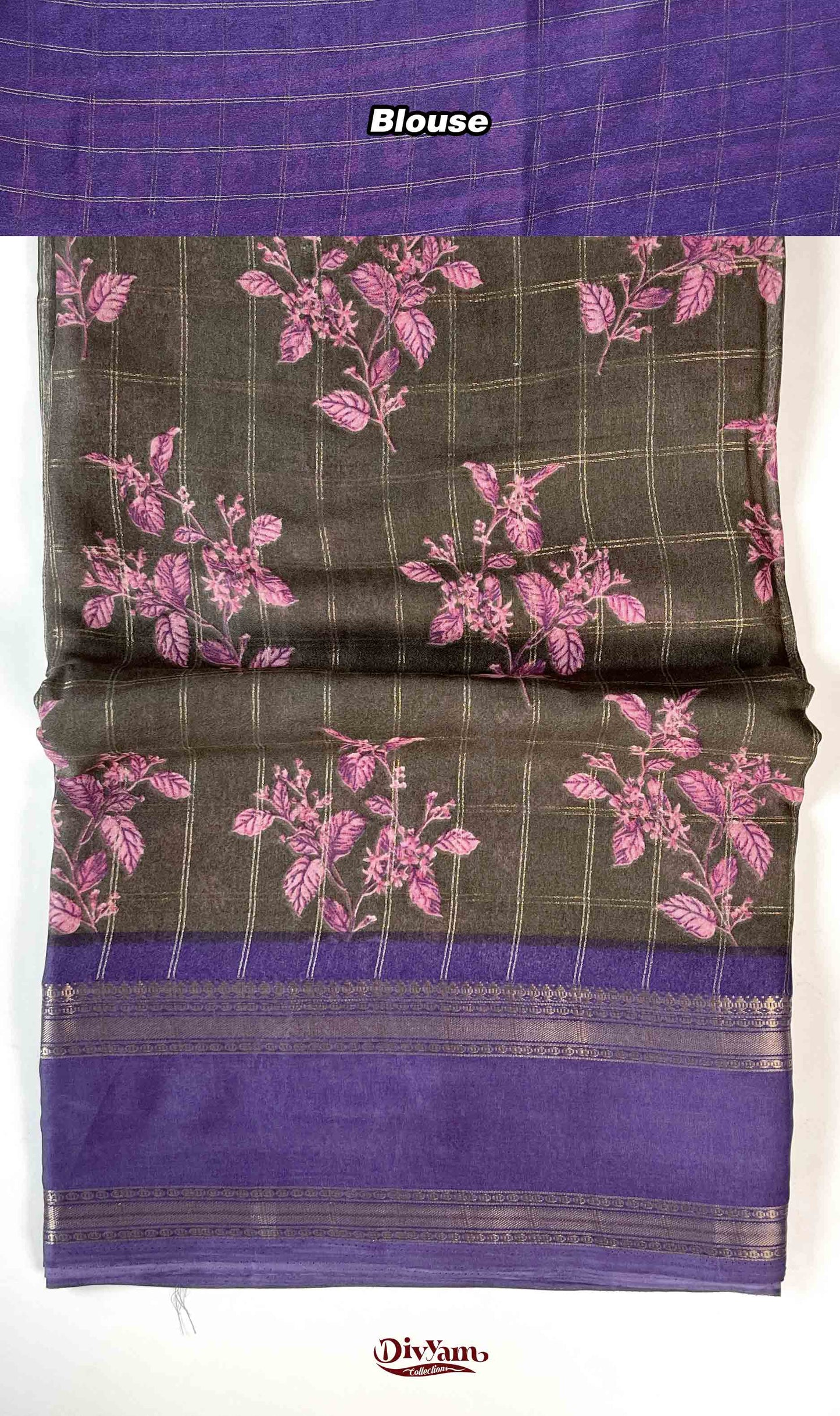 DC187 | Fancy Soft Georgette Saree with All Over Zari Checks & Contrast Border | Flowing Drapes Collection
