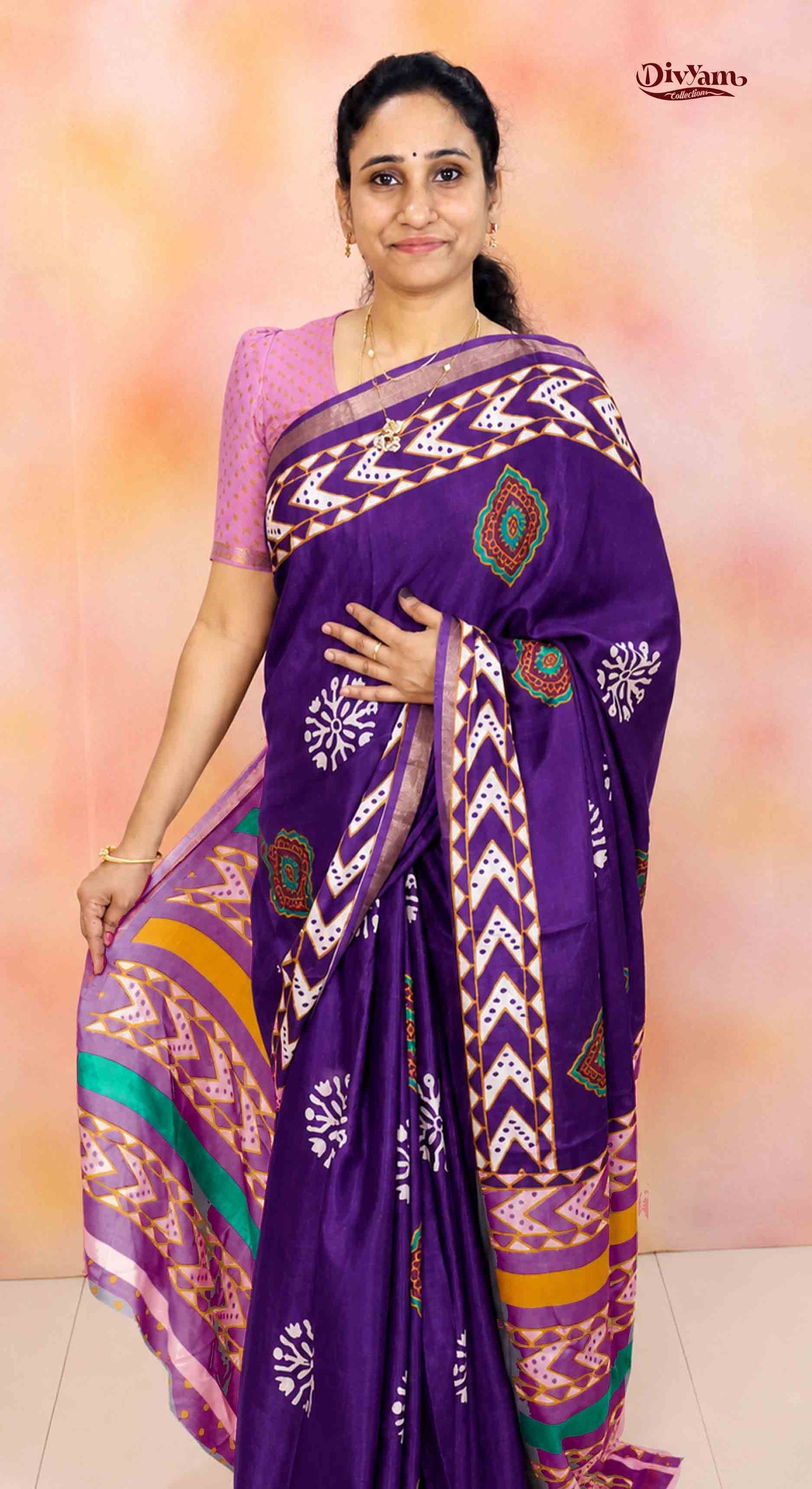 DC190 | Cotton Silk Blend Shibori Style Saree with Bandini Print Blouse