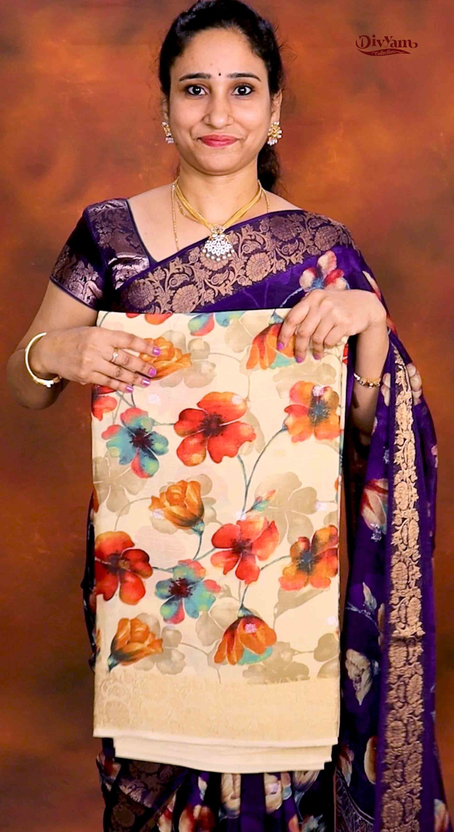 DC235 | Pure Crepe Saree with Floral Design & Heavy Zari Weaving | Elegant Party Wear