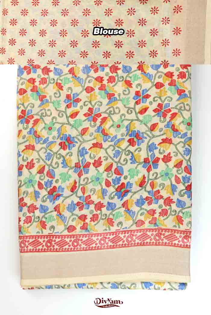 DC317 | Soft Fancy Silk Saree with Floral Design & Running Blouse