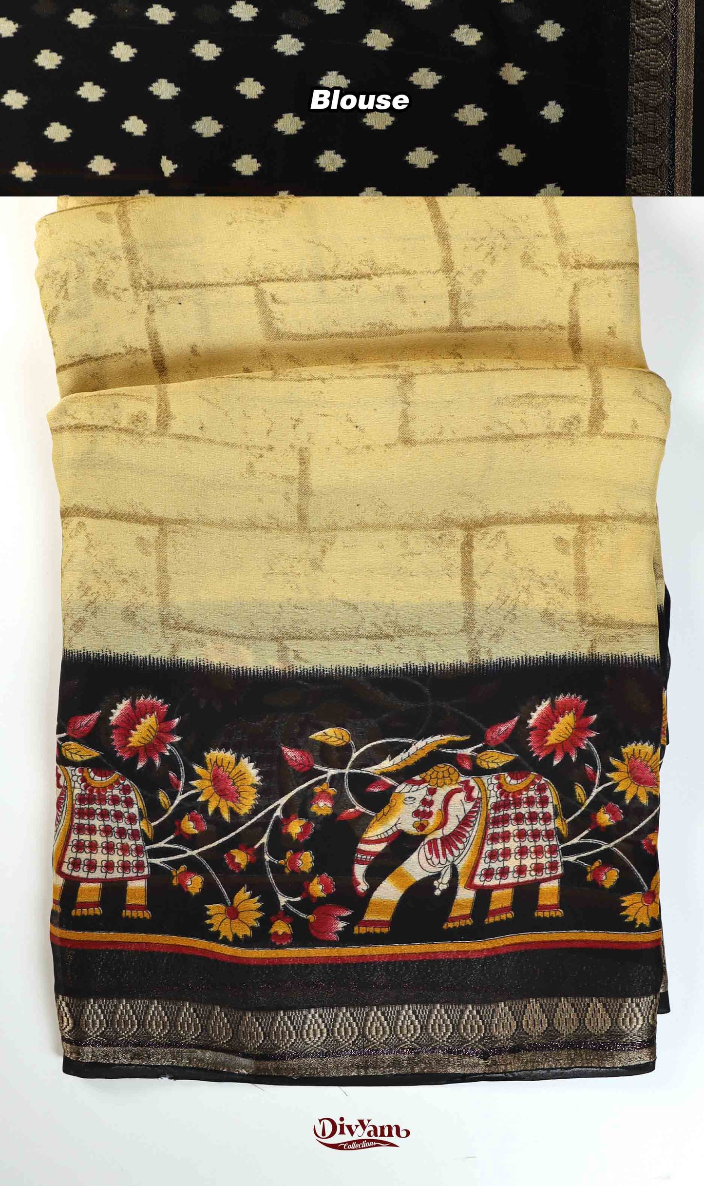 DC222 | Semi Viscose Georgette Saree with Zari Temple Border