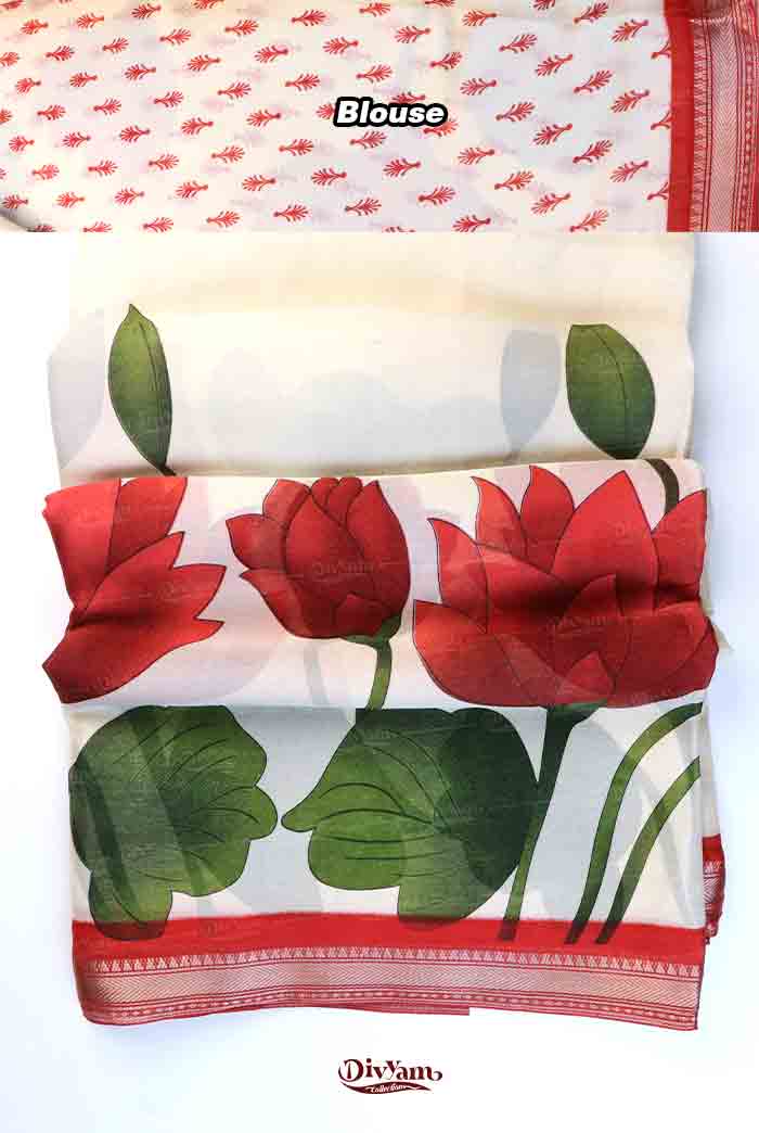 DC294 | Semi Viscose Georgette Saree with Narayanpet Border & Floral Highlights