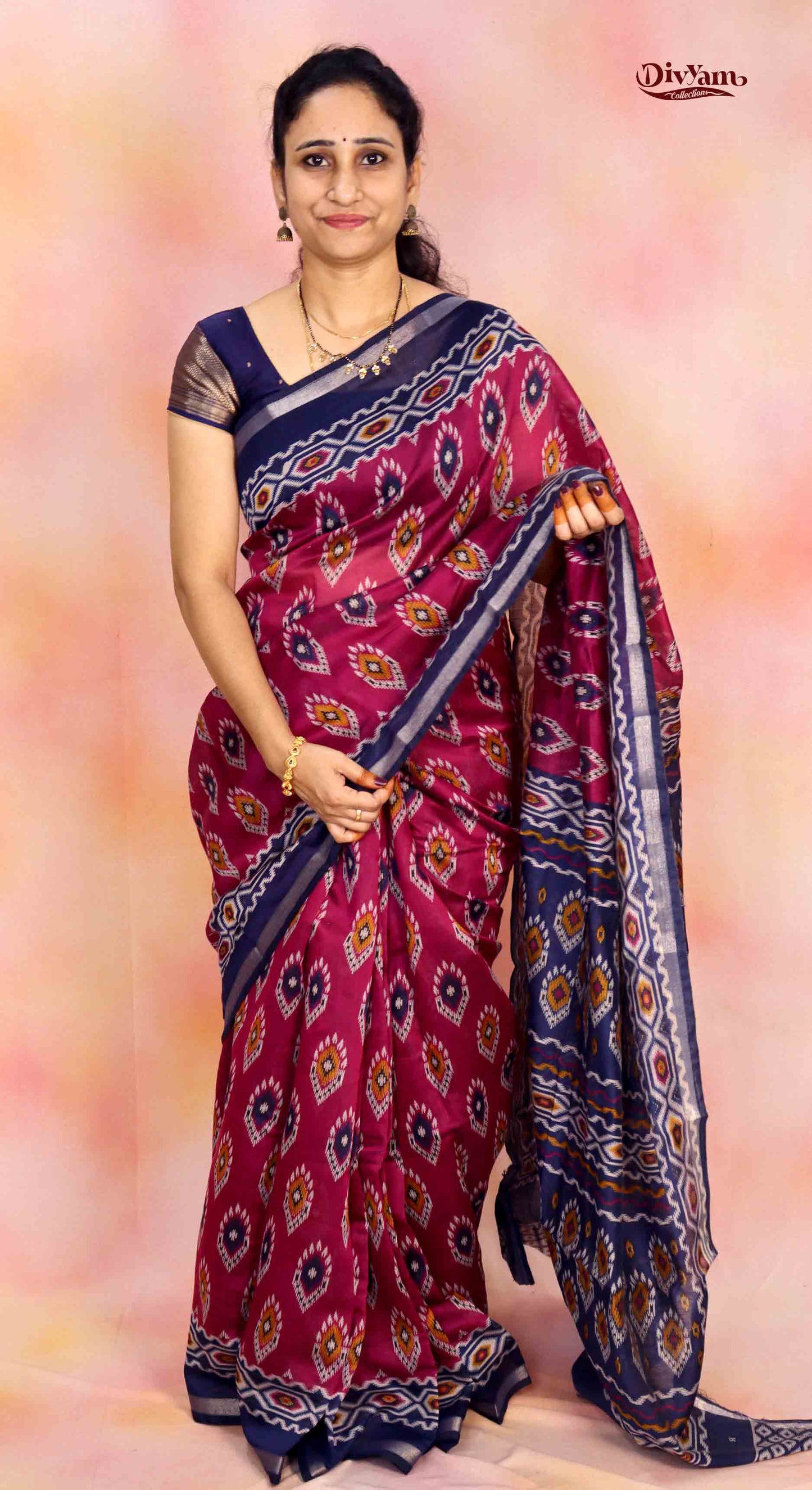 DC251 | Daily Wear Cotton by Silk Ikat Design Saree | Soft & Comfortable