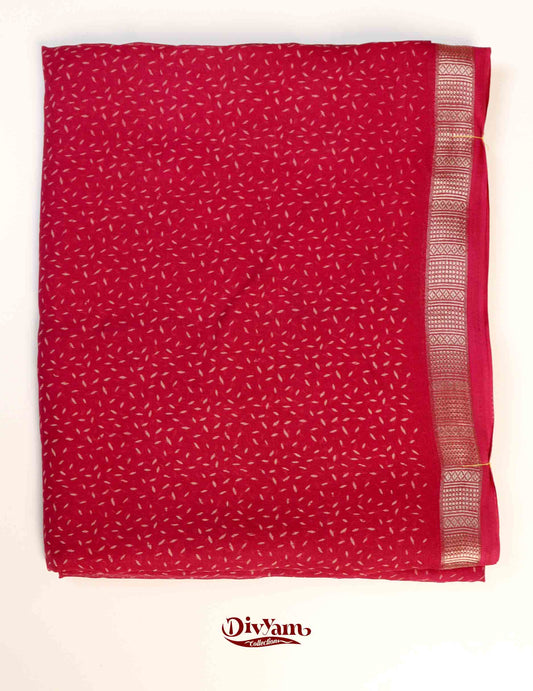 DC144 | Soft Crepe Silk Saree with Small Jari Border & Motifs Print – Lightweight Elegant Saree – 6 Colours (Copy)