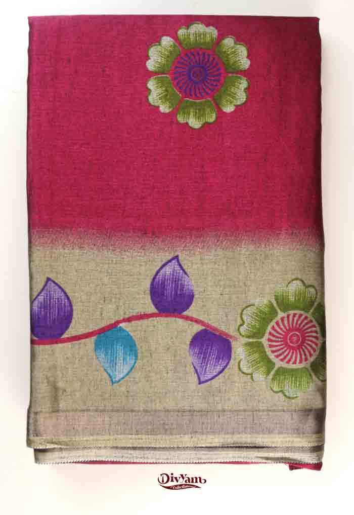 DC306 | Soft Modal Silk Saree with Brush-Painted Floral Print
